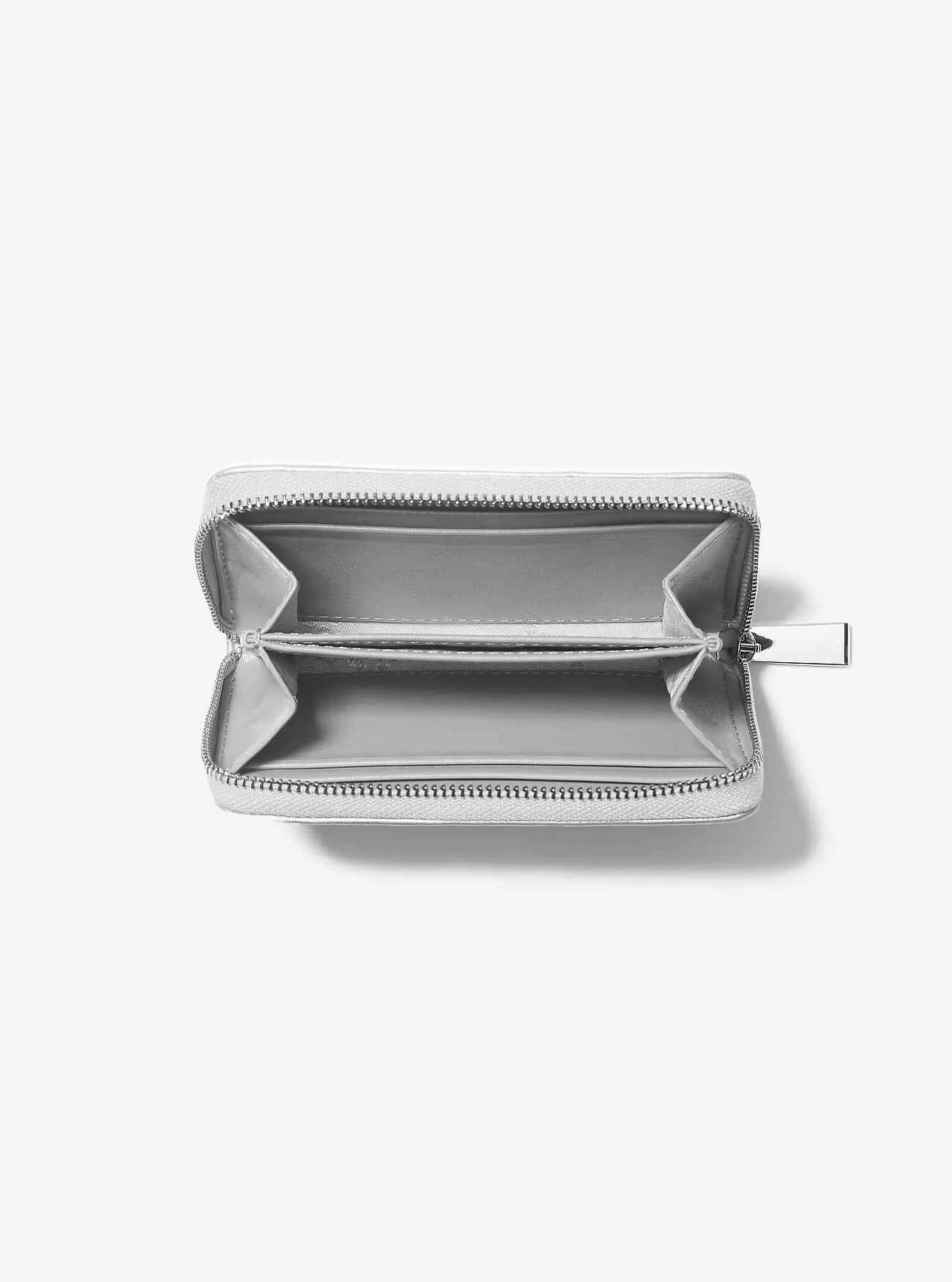 Kleine Geldbörse aus gestepptem Leder in Metallic-Optik