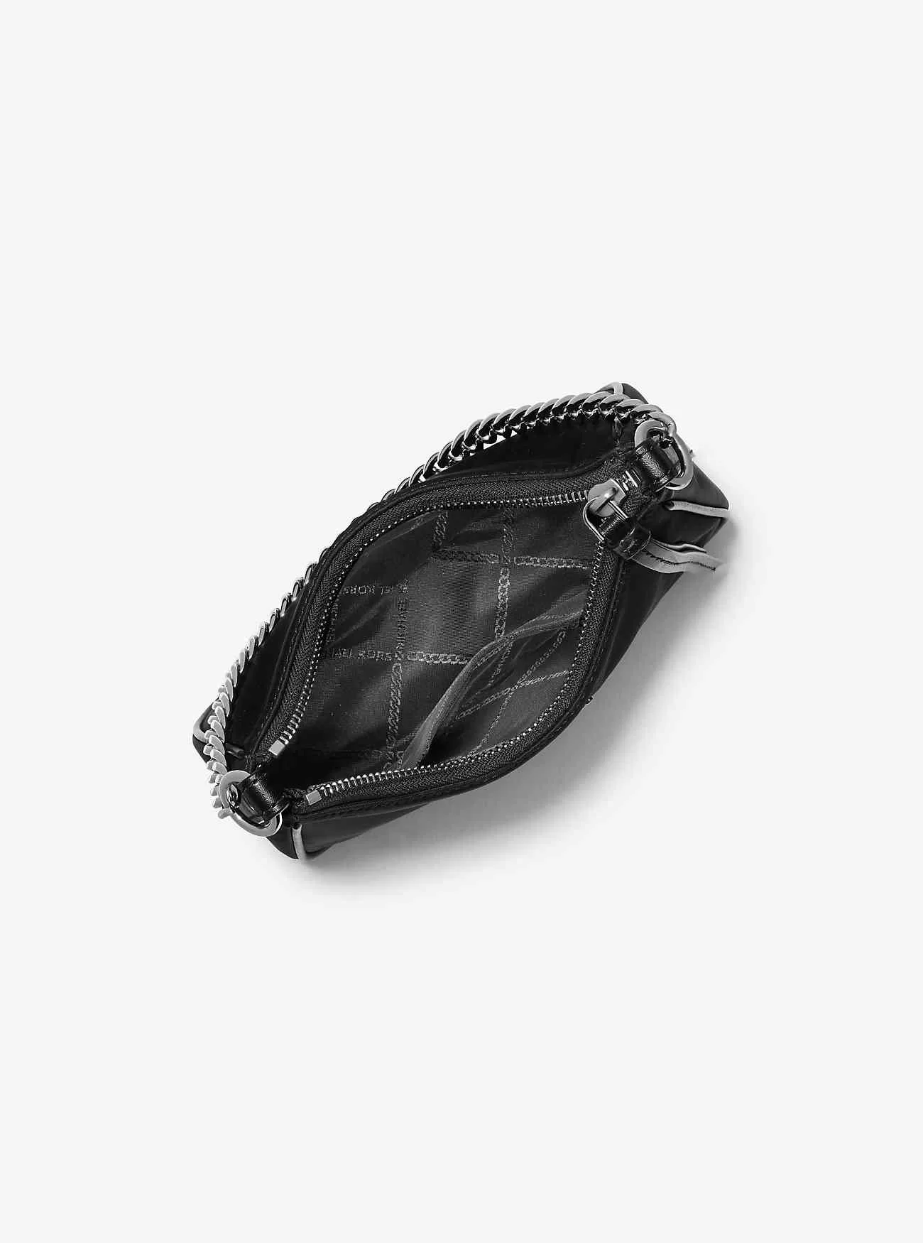 Kleine Nylon-Gabardine-Pochette mit Jet-Set-Charm