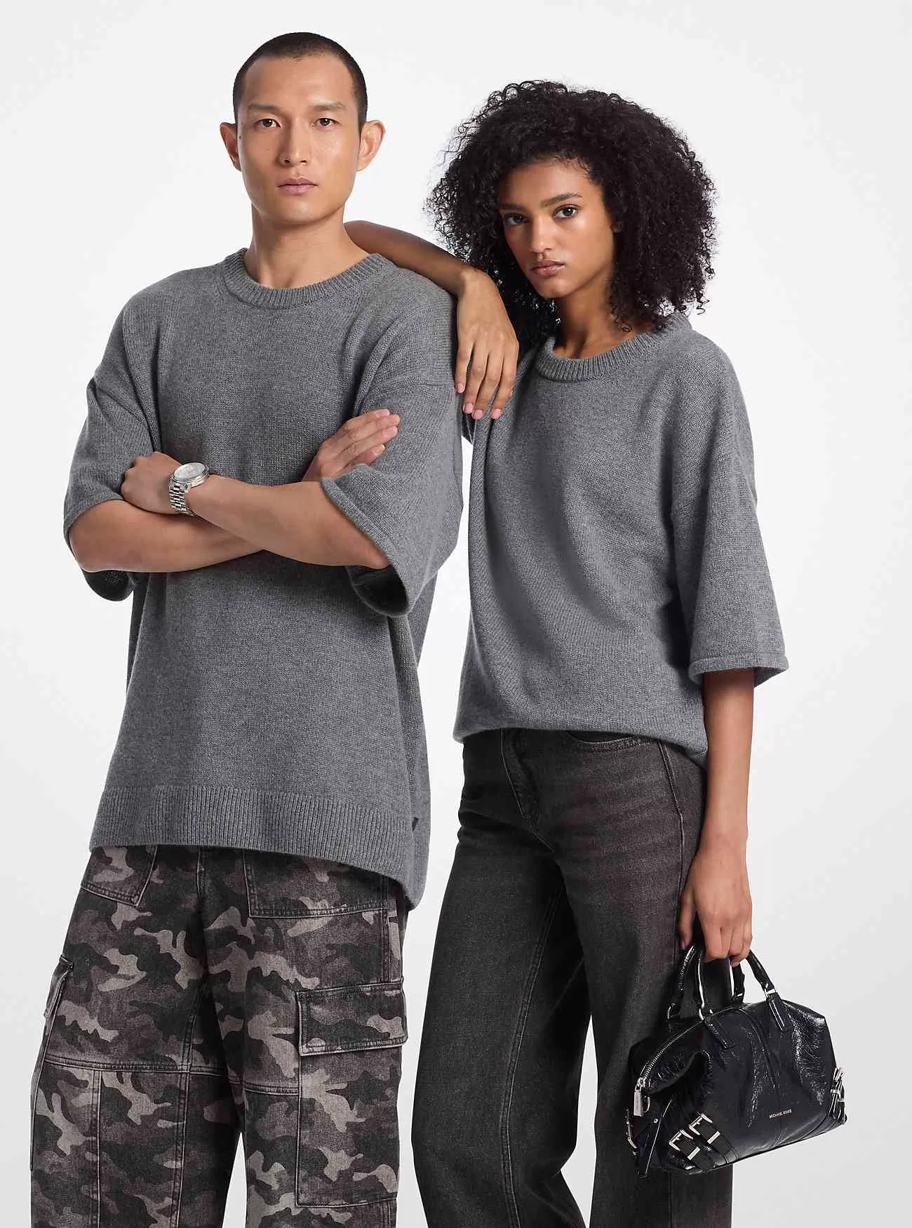 Kurzärmliger Pullover aus Woll- und Kaschmirmischung