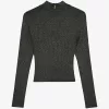 Kurzer Pullover aus geripptem Strick in Metallic-Optik