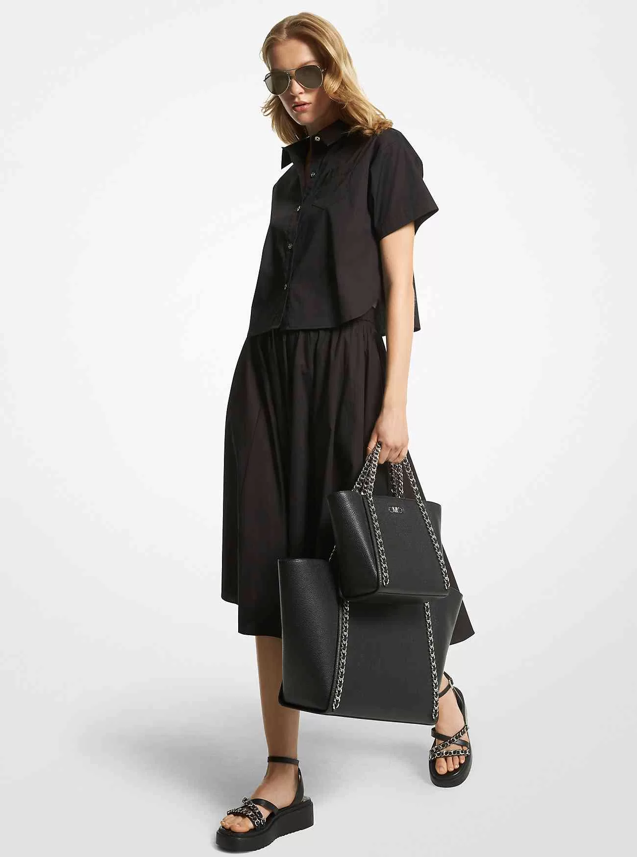 Kurzes Hemd aus Stretch-Popeline aus Bio-Baumwolle