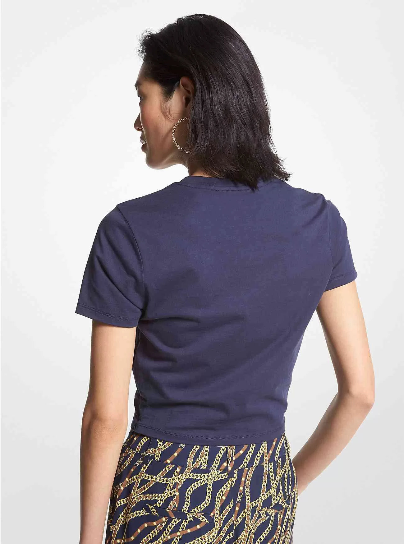 Kurzes Ring-T-Shirt aus Bio-Baumwolle mit Logo-Print