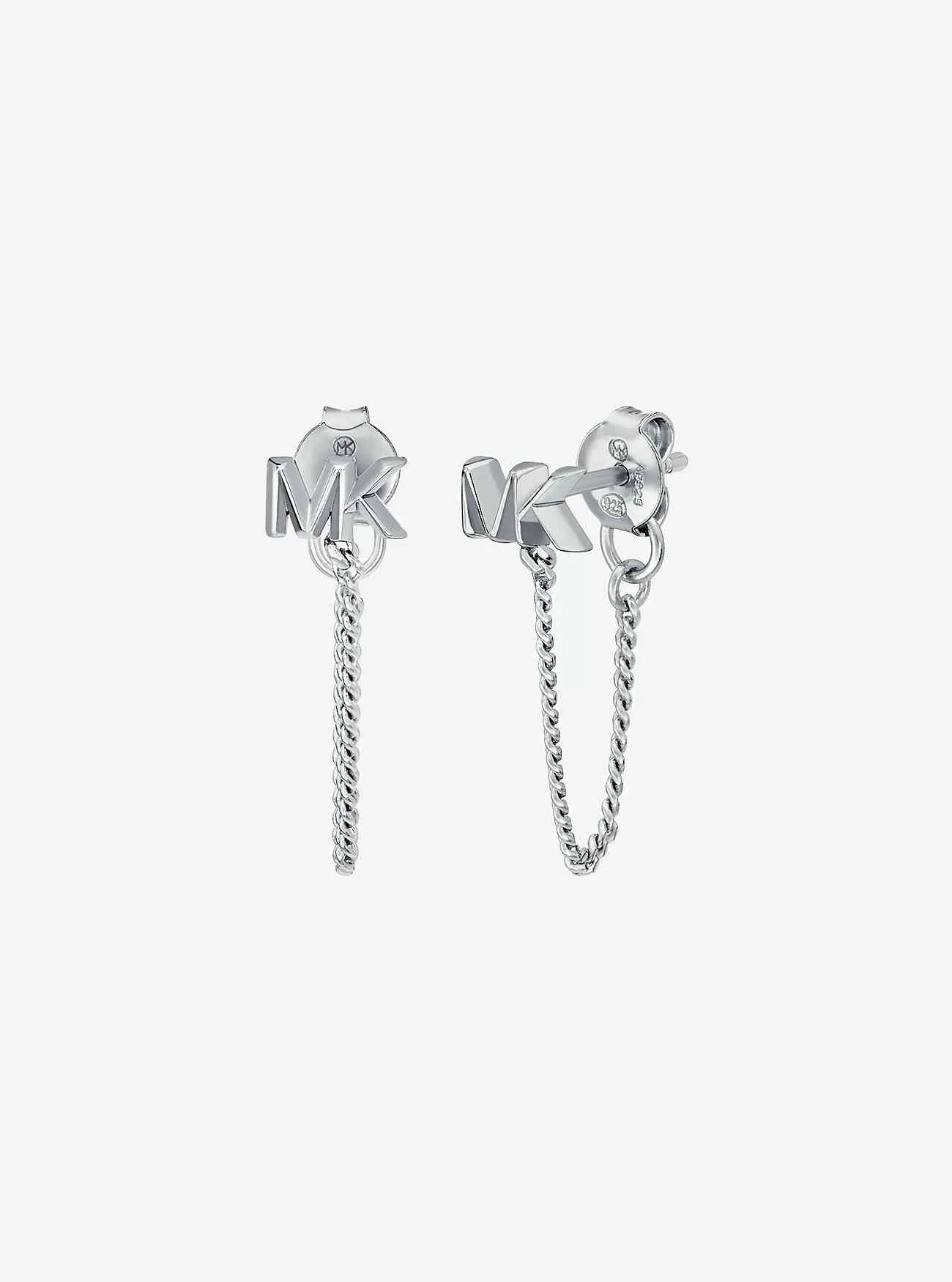 Logo-Kettenohrringe aus Sterlingsilber mit Edelmetallbeschichtung