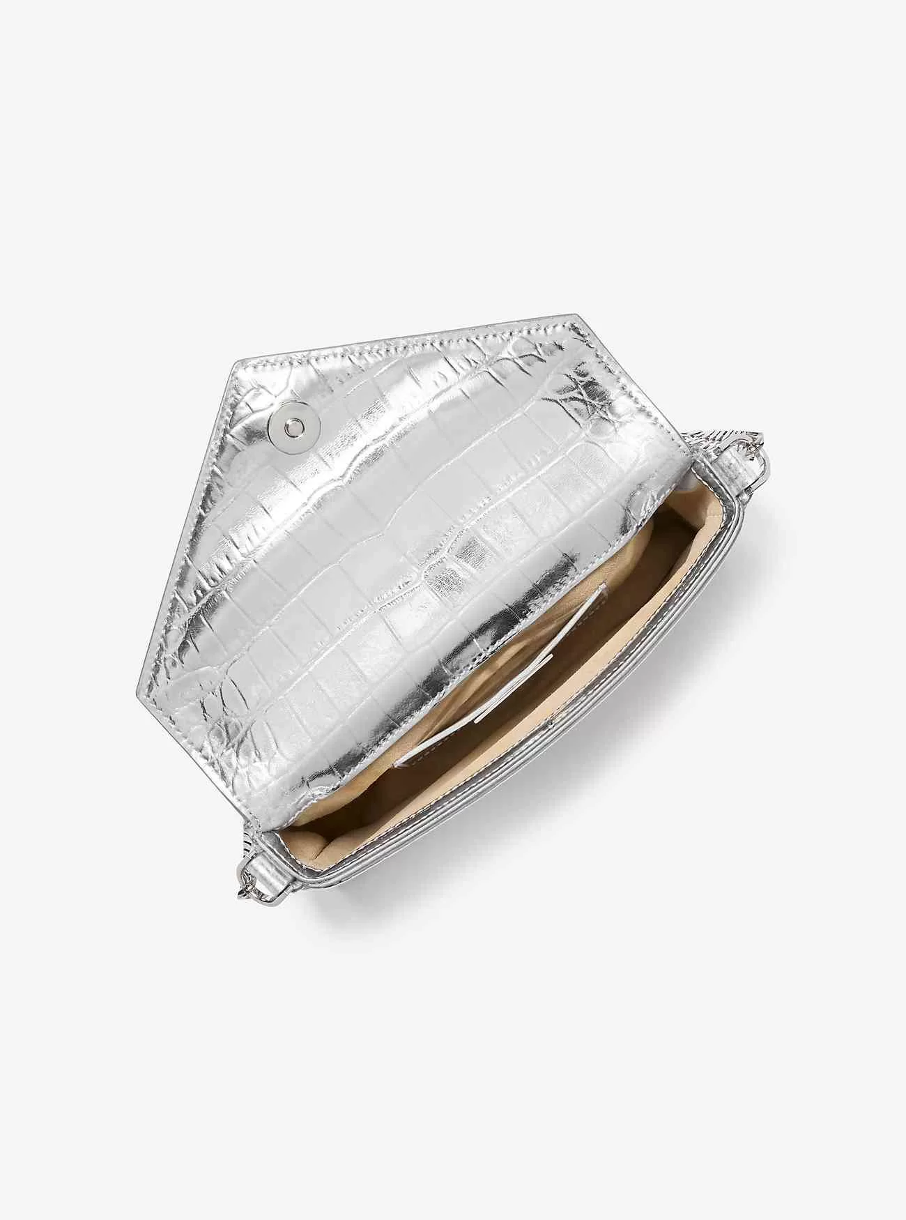 Manhatta Umhängetasche aus Metallic-Leder mit Krokodilprägung