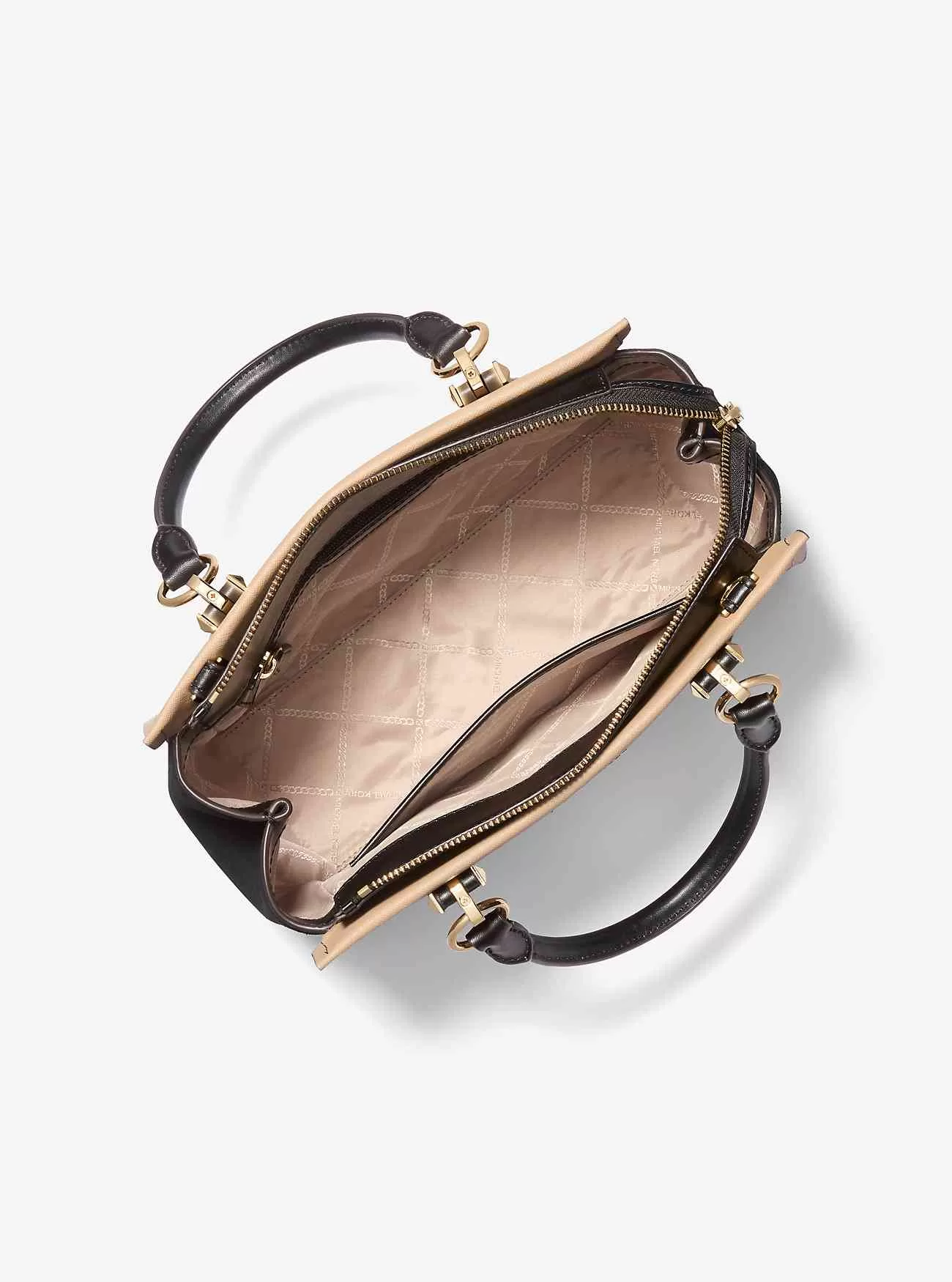 Marilyn Mittelgroße zweifarbige Umhängetasche aus Saffiano-Leder