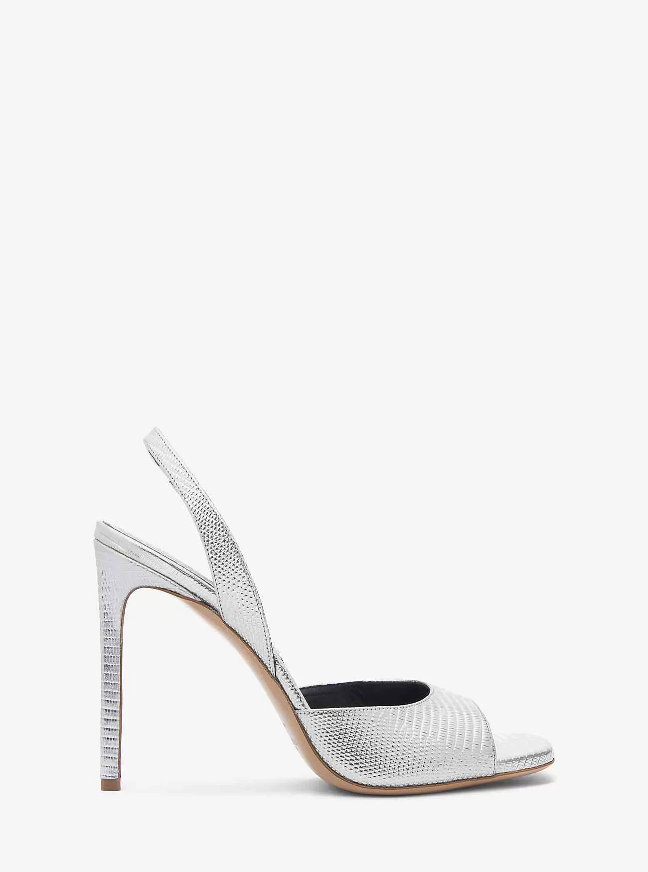 Marisa Metallic-Sandale aus Leder mit Eidechsenprägung