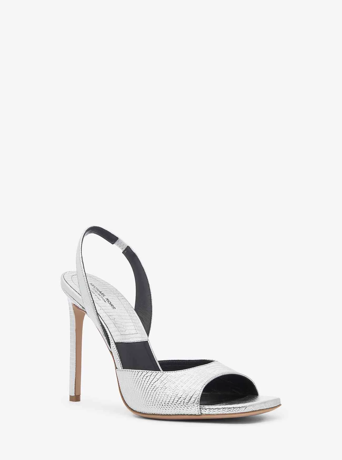 Marisa Metallic-Sandale aus Leder mit Eidechsenprägung