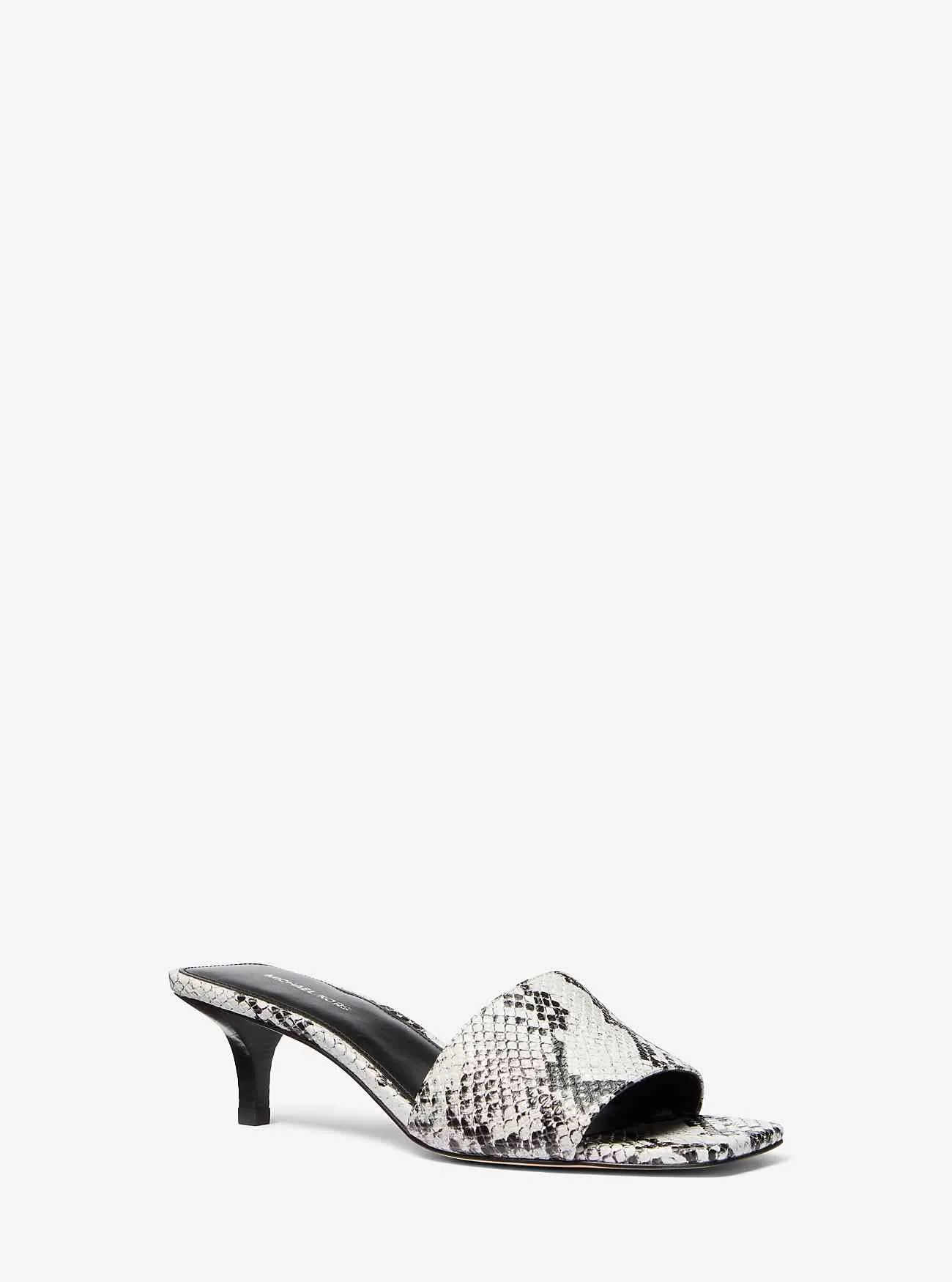 Merriam-Sandale aus Leder mit Kitten-Heel und Schlangenprägung