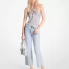 Metallic-Stretch-Strick-Neckholder-Tanktop mit Ausschnitten
