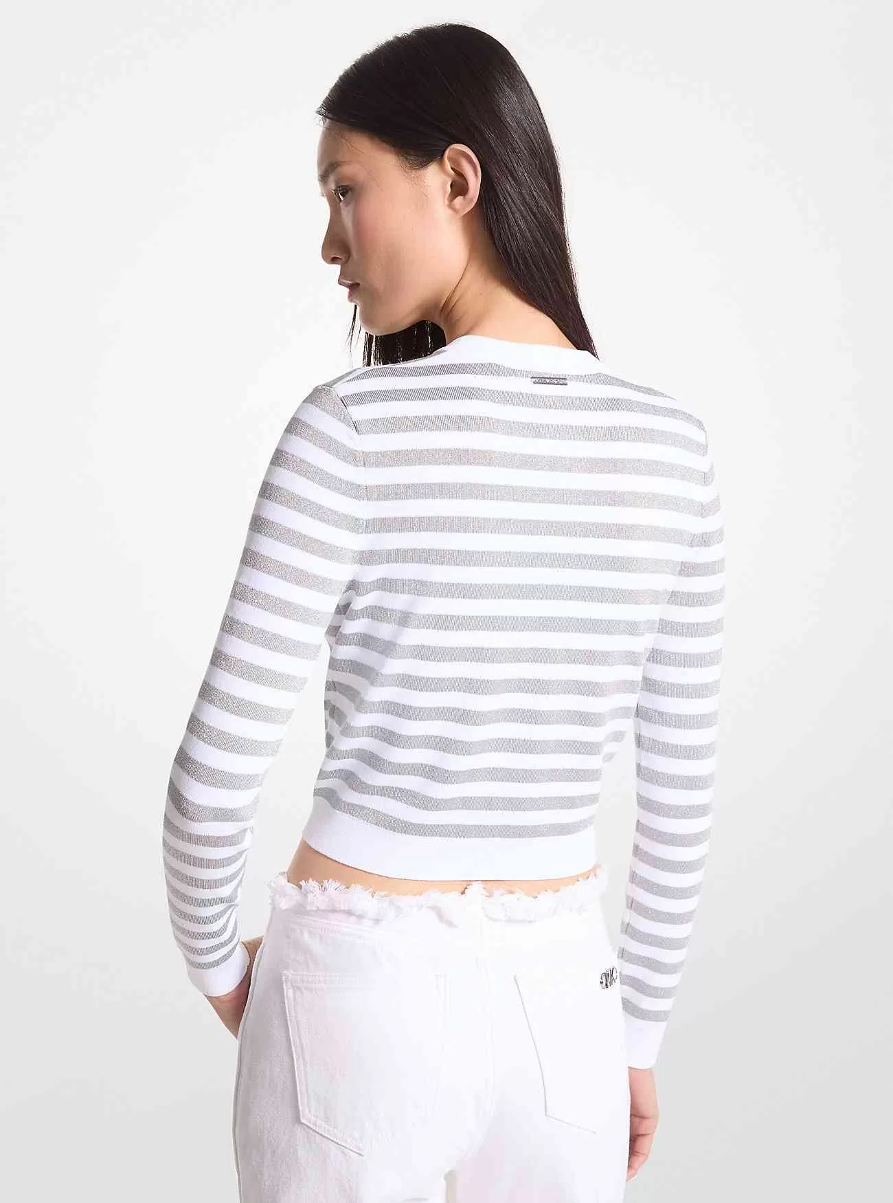 Metallic-gestreifter Strick-Cardigan