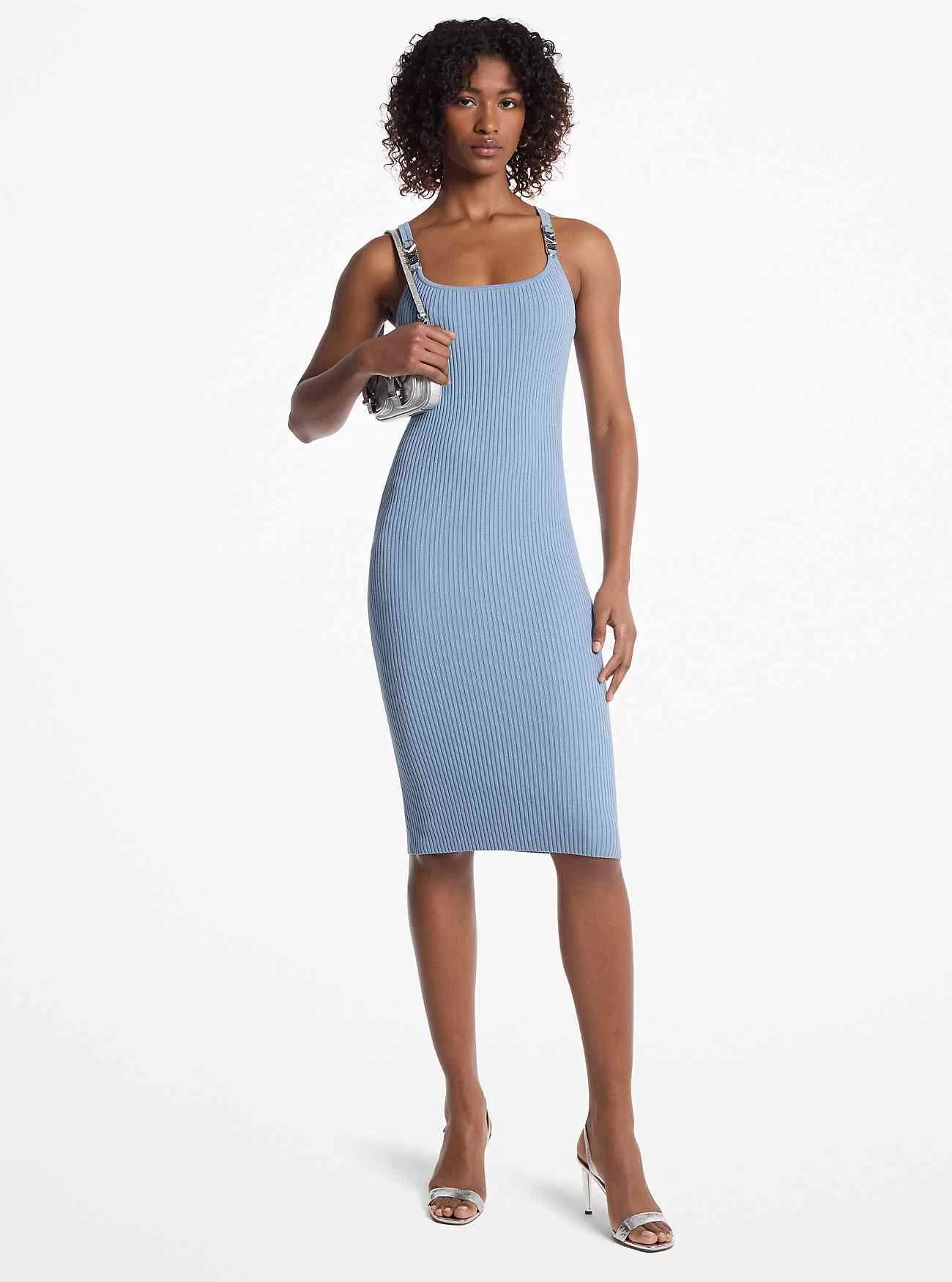 Midi-Tanktopkleid aus geripptem Stretch-Strick