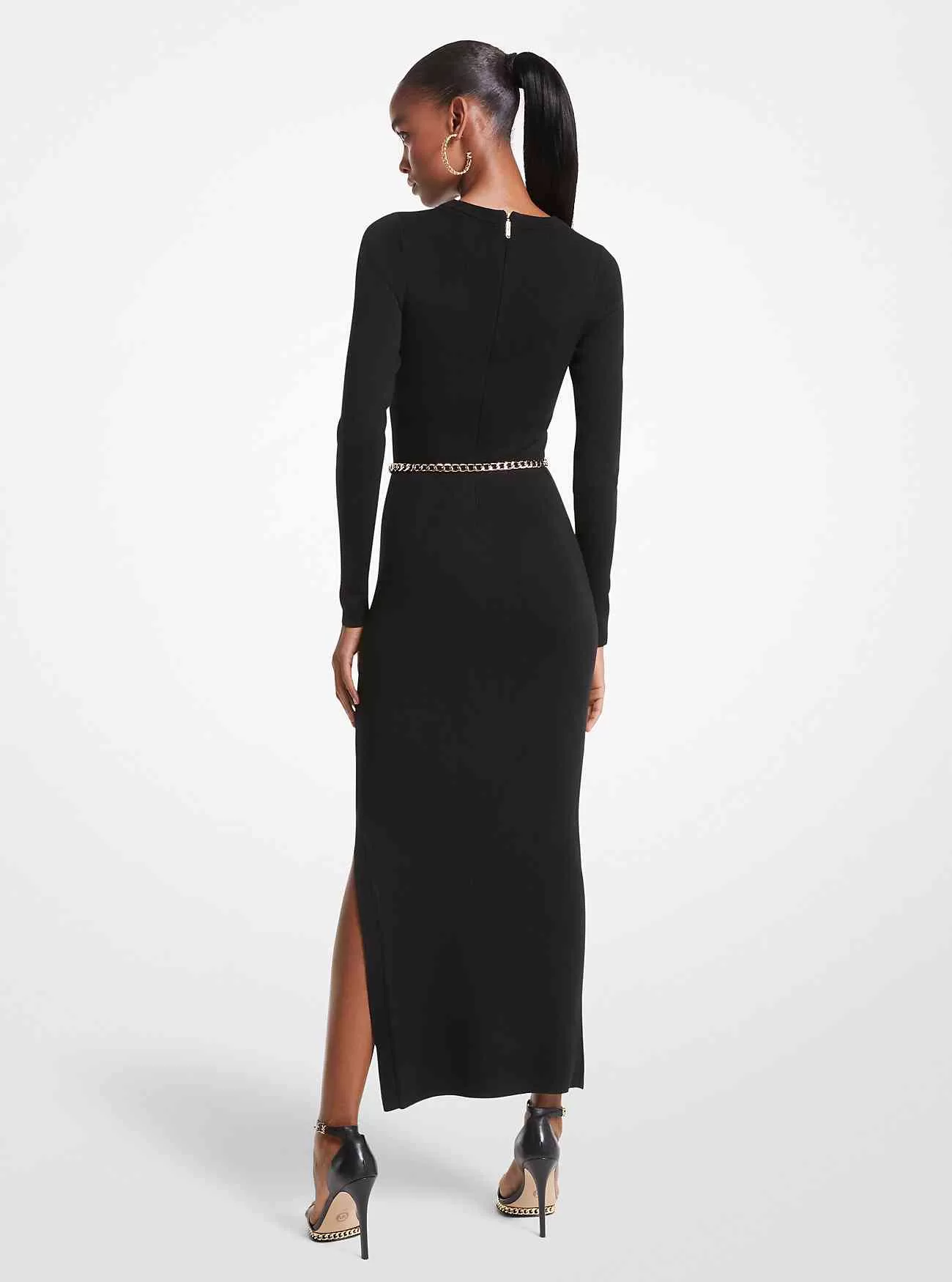 Midikleid aus Wollmischung mit Gürtel