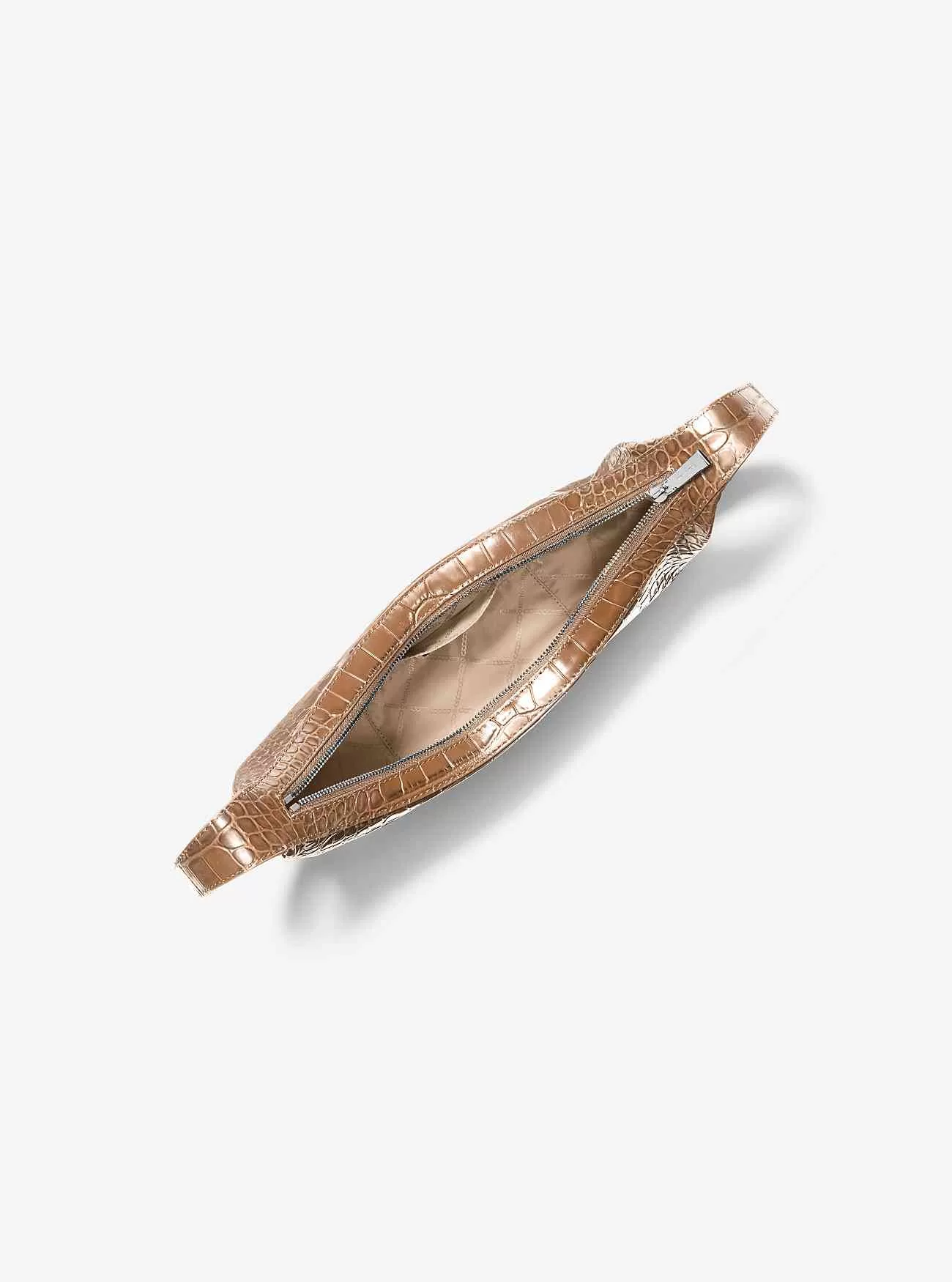 Mittelgroße Umhängetasche „Avra“ aus Leder mit Krokodilprägung