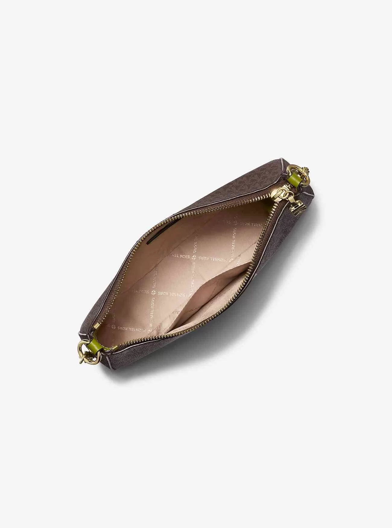 Mittelgroße, gestreifte Empire-Pochette mit charakteristischem Logo und Kettengliedern