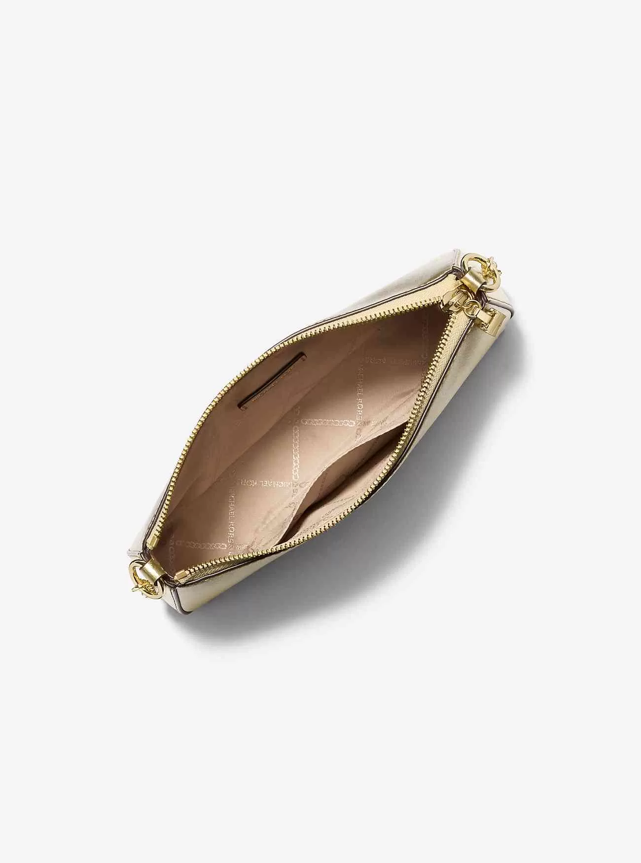 Mittlere Empire-Pochette aus Metallic-Leder mit Kettengliedern Mittlere Empire-Pochette aus Metallic-Leder mit Kettengliedern