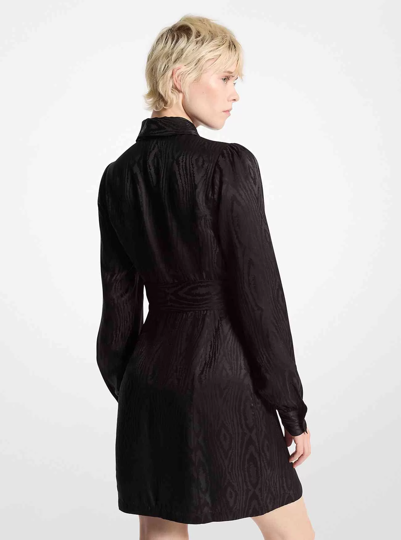 Moiré-Kleid mit Bindekragen