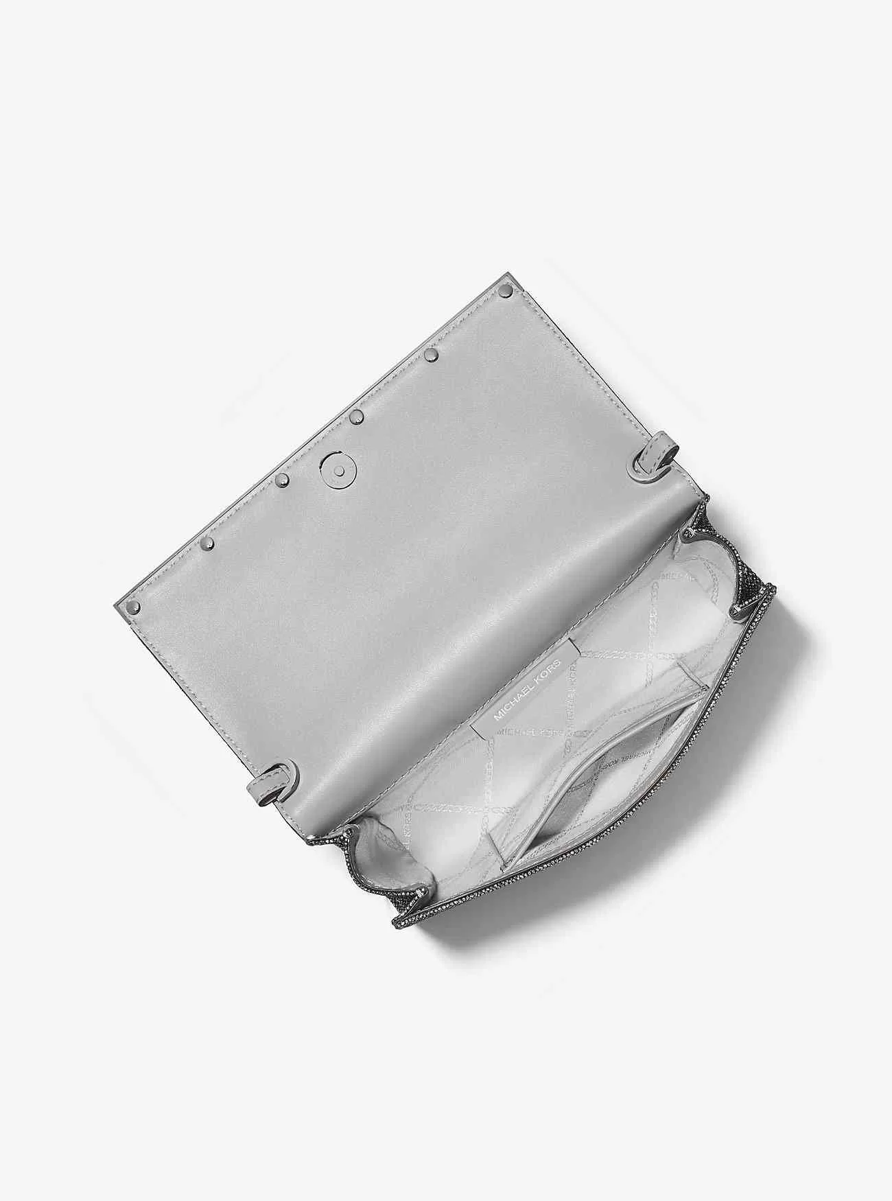 Mona Große Clutch aus Mesh mit glitzernder Kette Mona Große Clutch aus Mesh mit glitzernder Kette