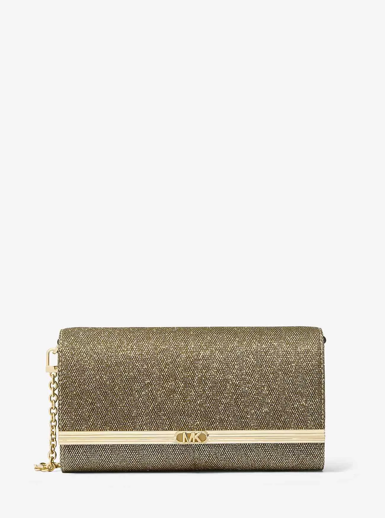 Mona Große Clutch aus Mesh mit glitzernder Kette Mona Große Clutch aus Mesh mit glitzernder Kette