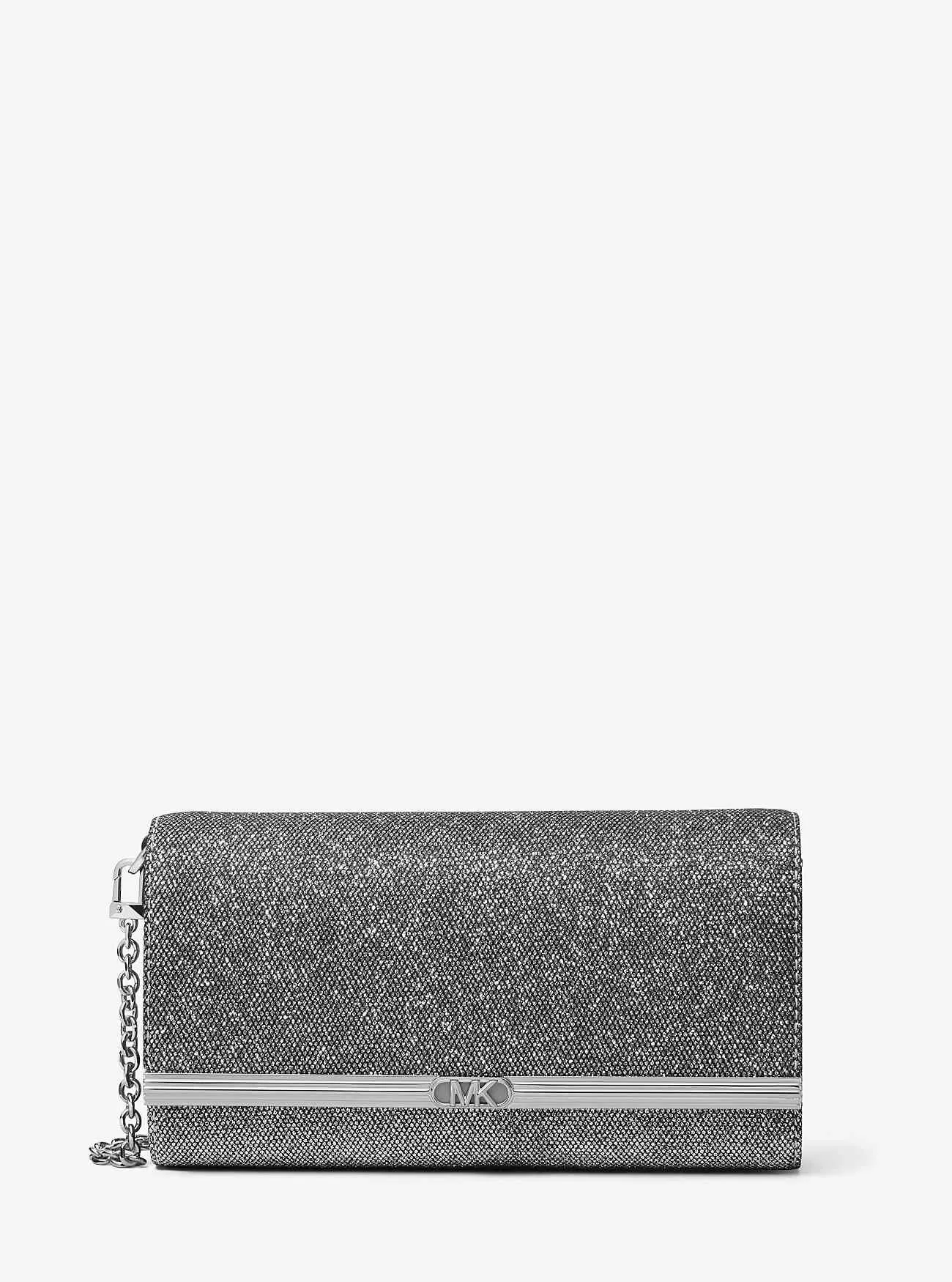 Mona Große Clutch aus Mesh mit glitzernder Kette Mona Große Clutch aus Mesh mit glitzernder Kette