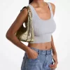 Nolita Kleine Hobo-Umhängetasche aus Metallic-Leder mit Knistereffekt