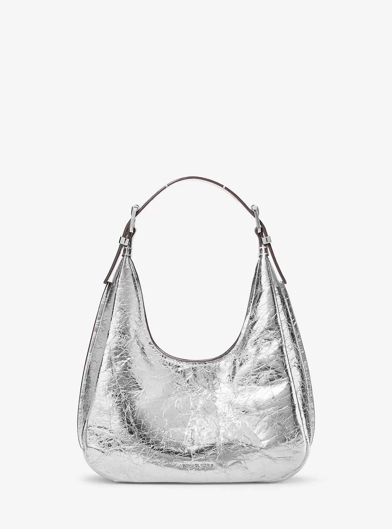 Nolita Kleine Hobo-Umhängetasche aus Metallic-Leder mit Knistereffekt