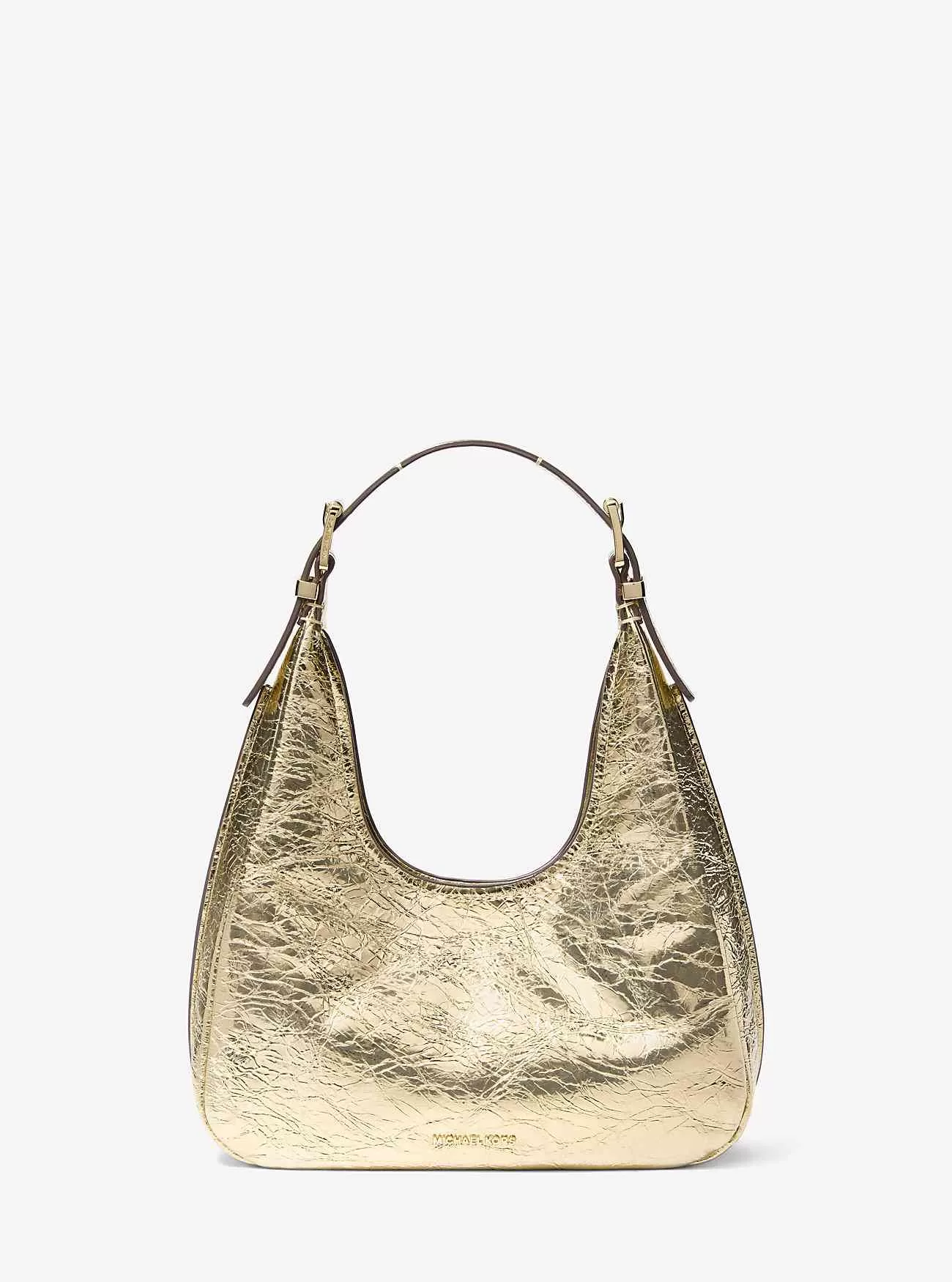 Nolita Kleine Hobo-Umhängetasche aus Metallic-Leder mit Knistereffekt