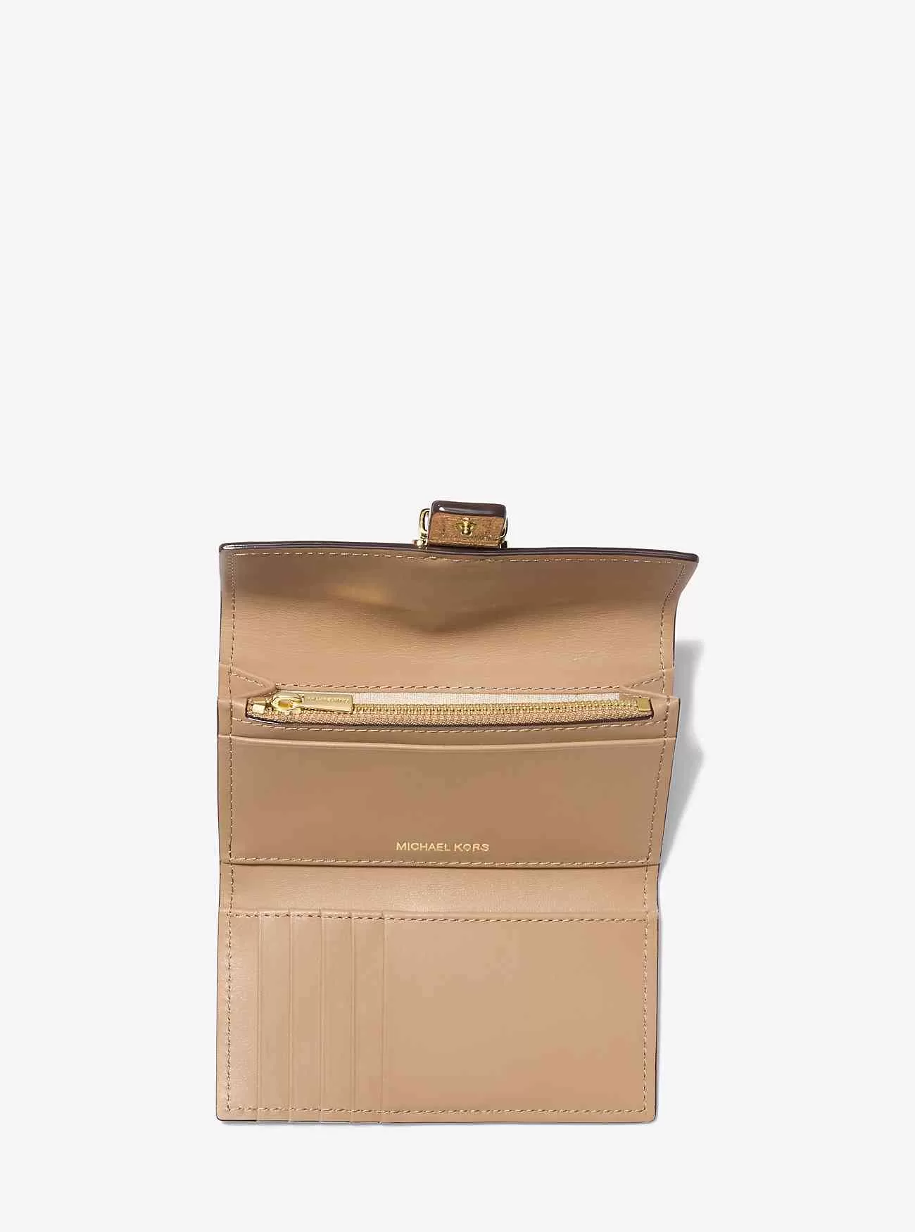 Nolita Mittelgroße, dreifach faltbare Geldbörse aus geknistertem Leder in Metallic-Optik