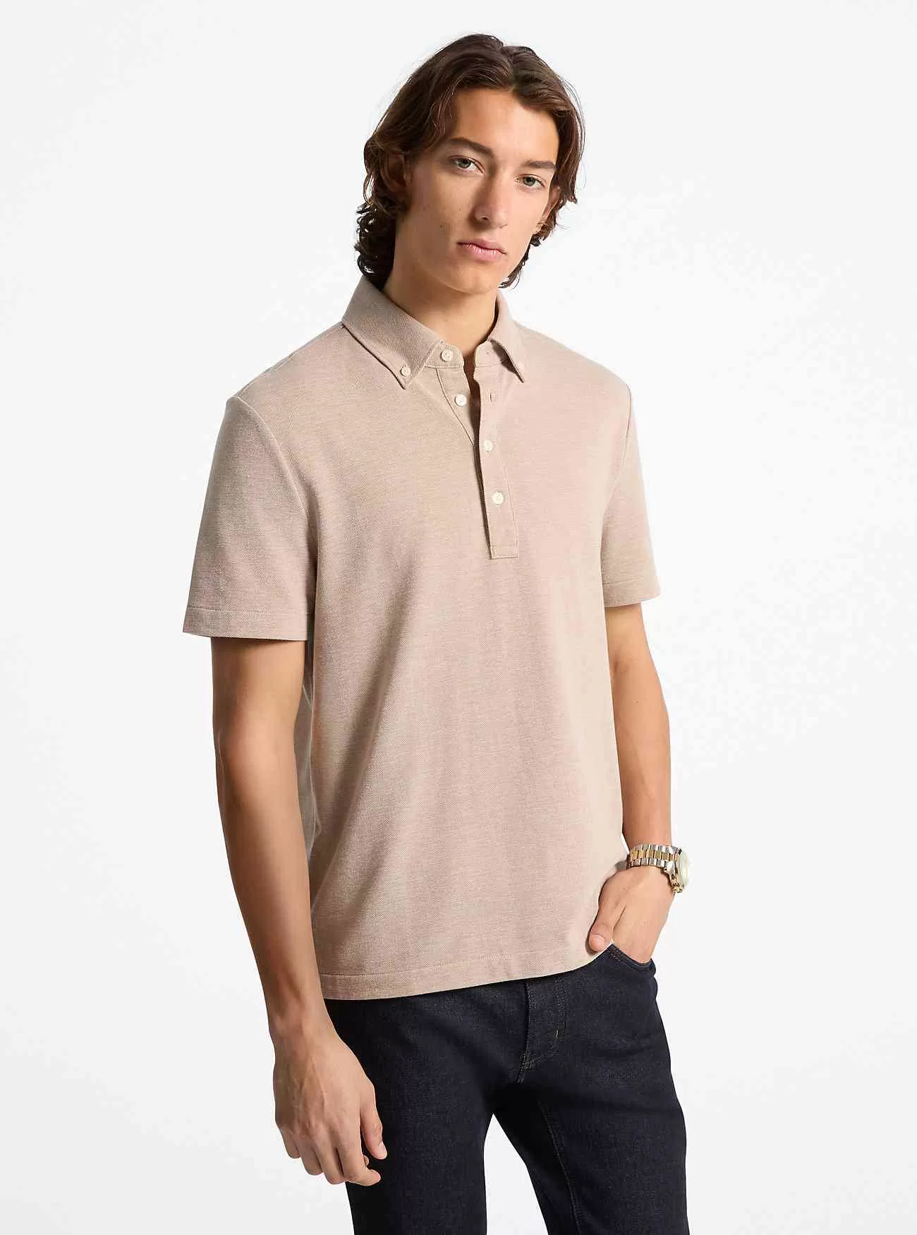 Oxford-Hemd aus Baumwollmischung-Piqué