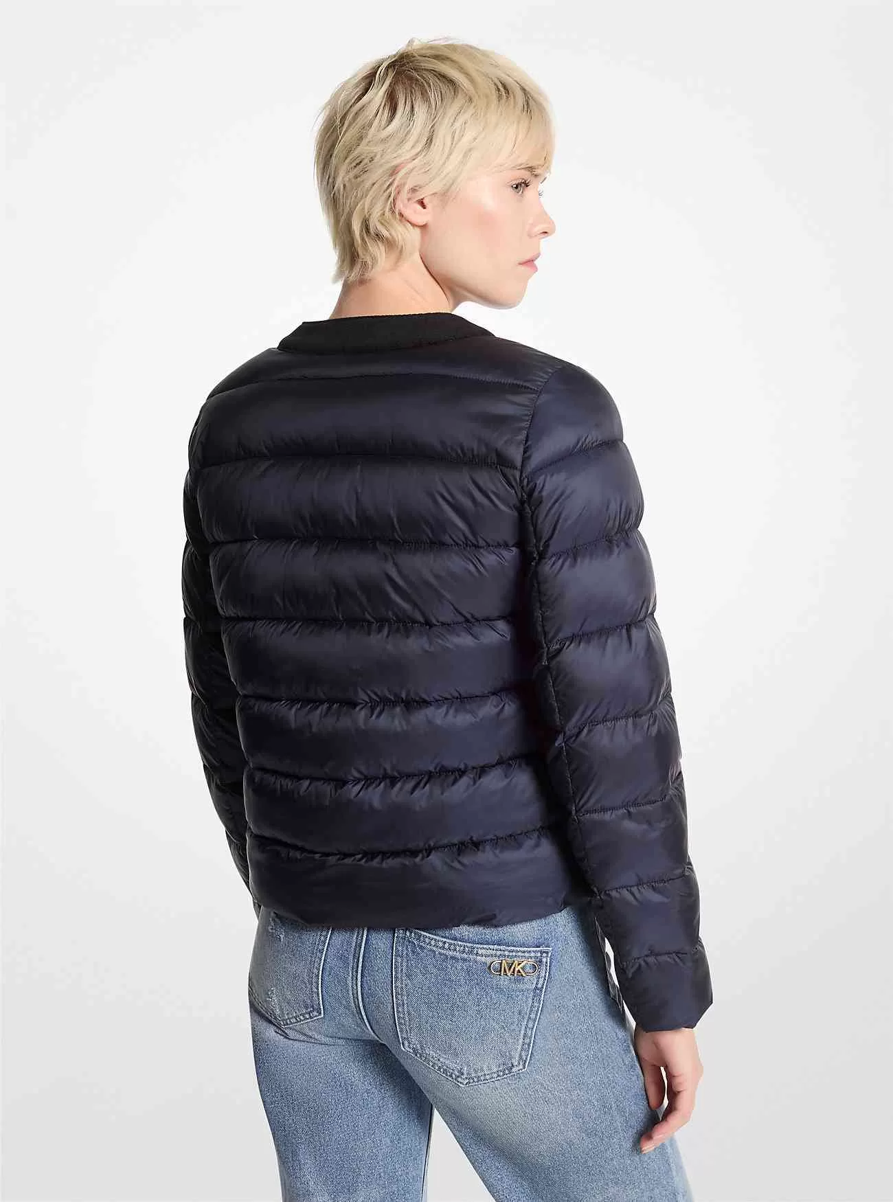 Packbare, gesteppte Nylon-Pufferjacke