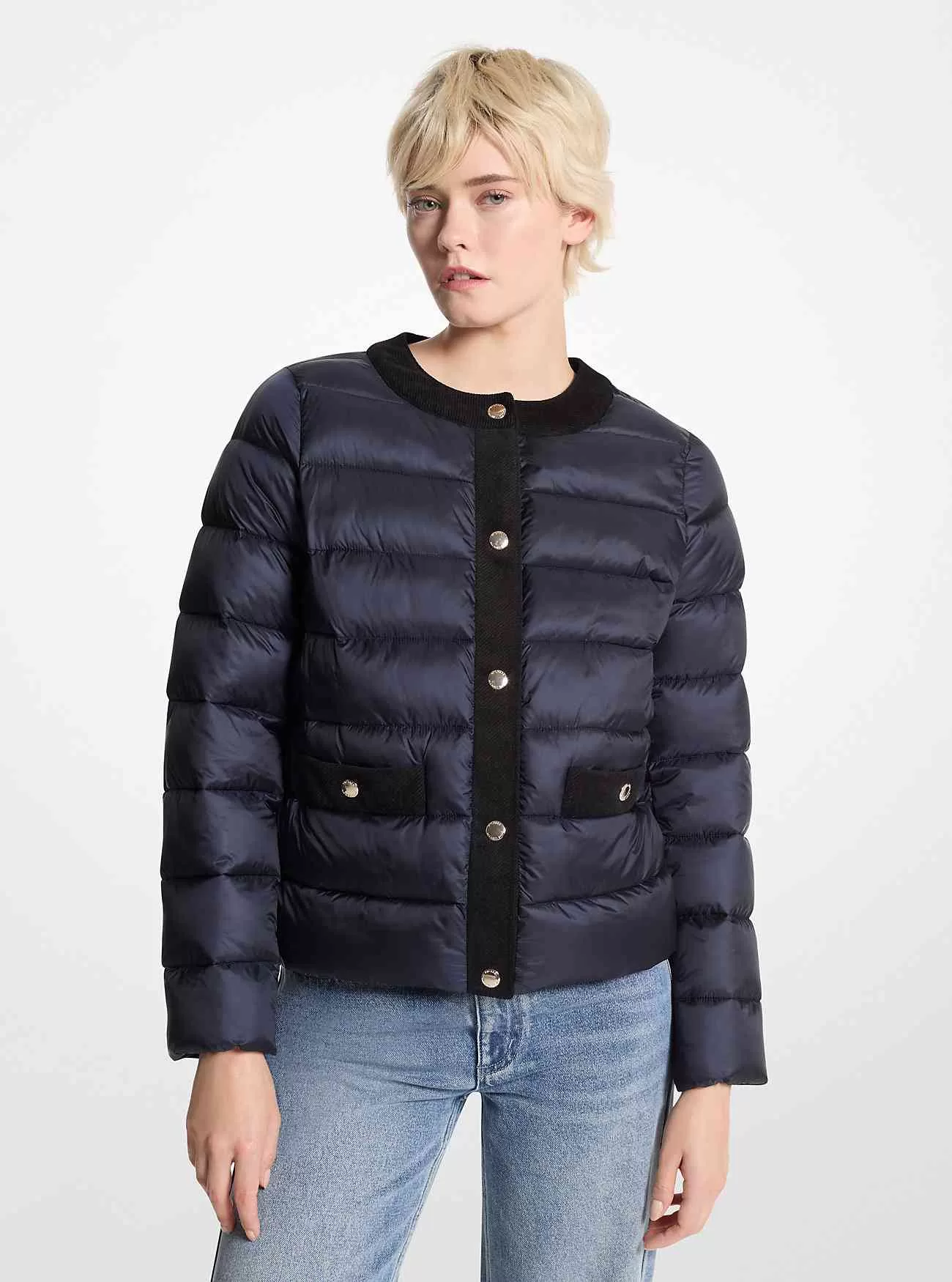 Packbare, gesteppte Nylon-Pufferjacke