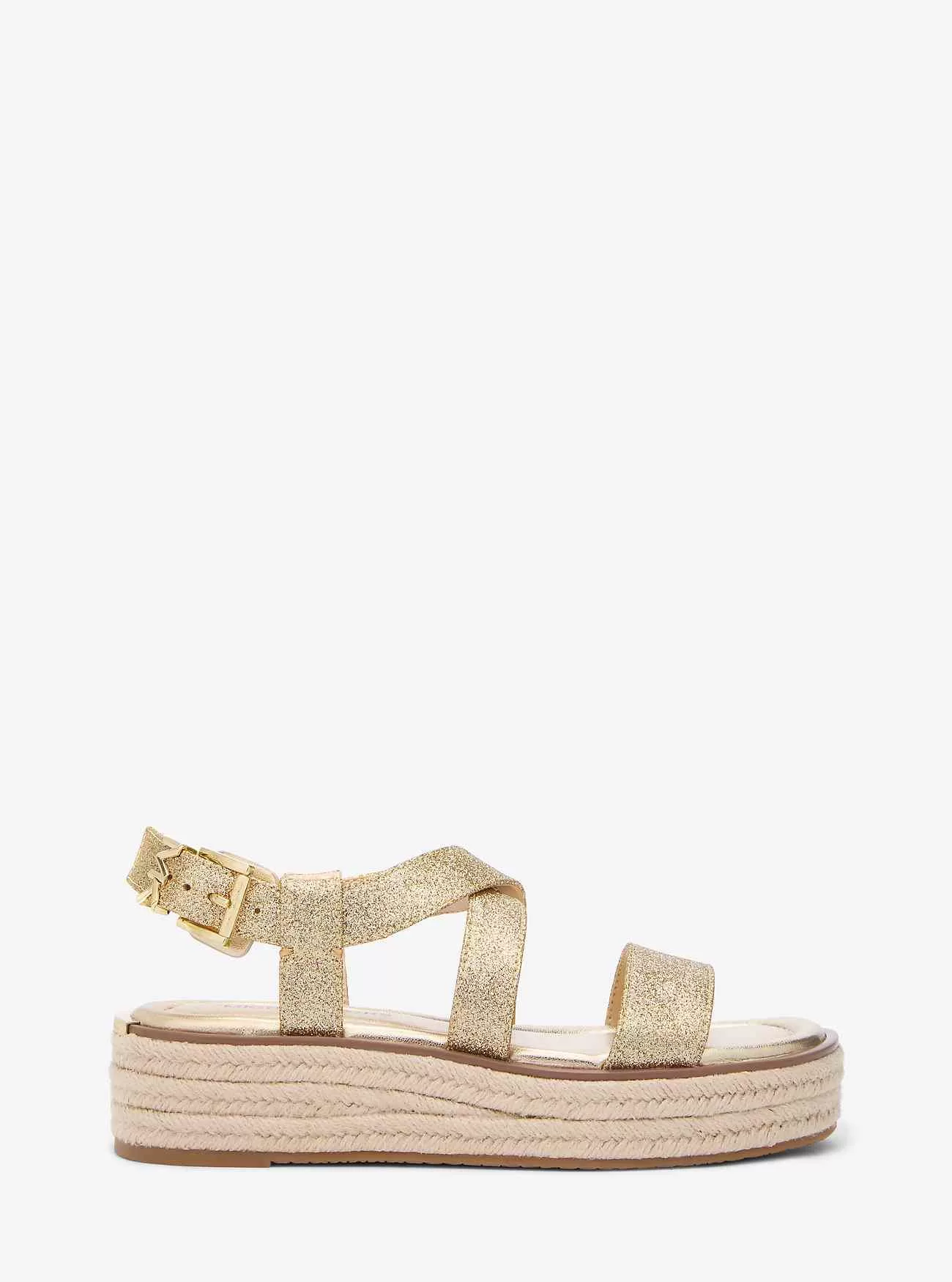 Plateau-Espadrille-Sandale „Lynn“ aus Metallic-Leder