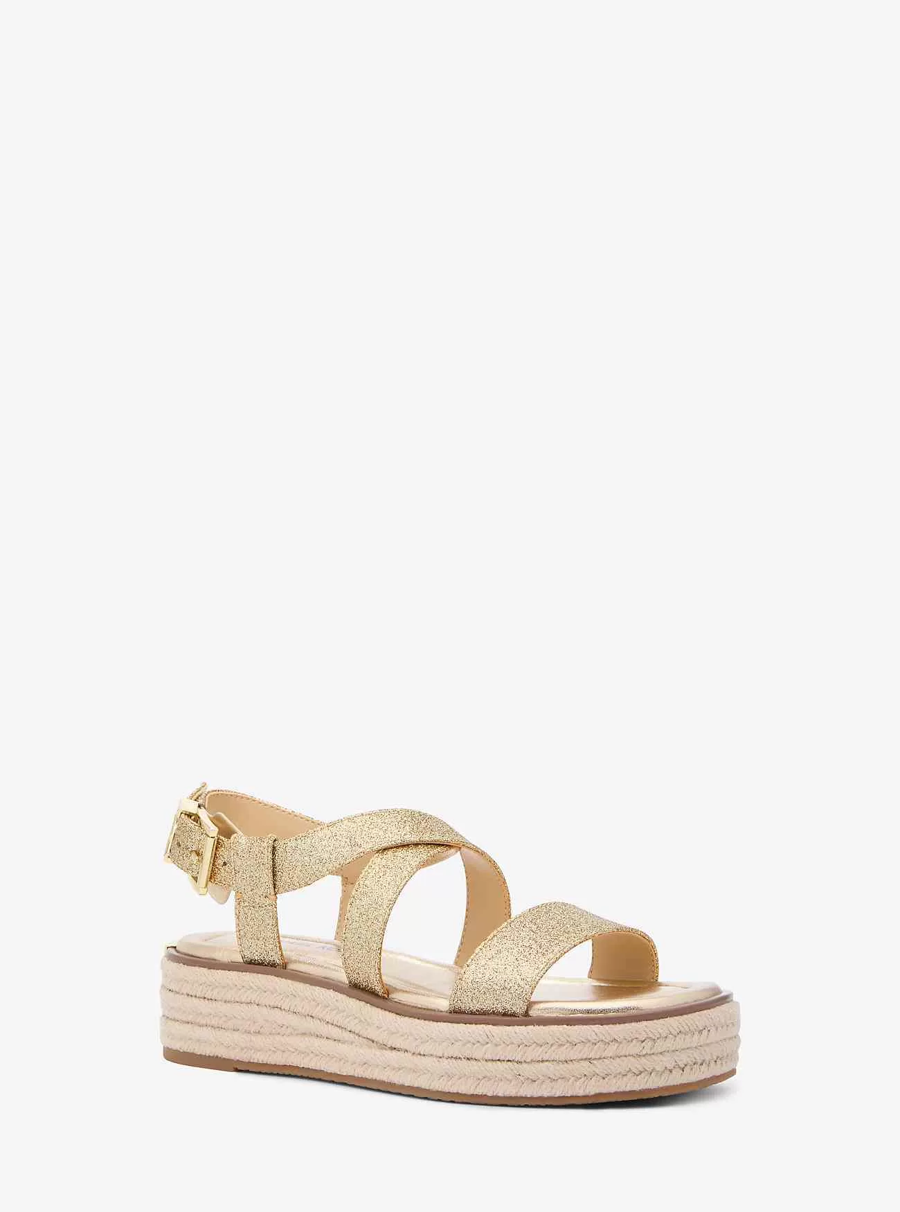 Plateau-Espadrille-Sandale „Lynn“ aus Metallic-Leder
