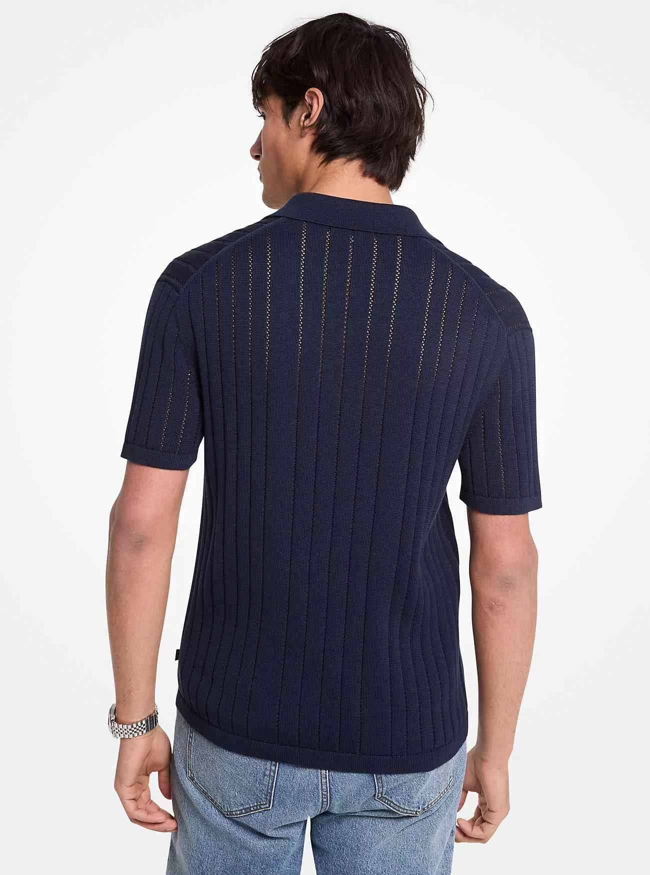 Poloshirt aus Pointelle-Baumwolle