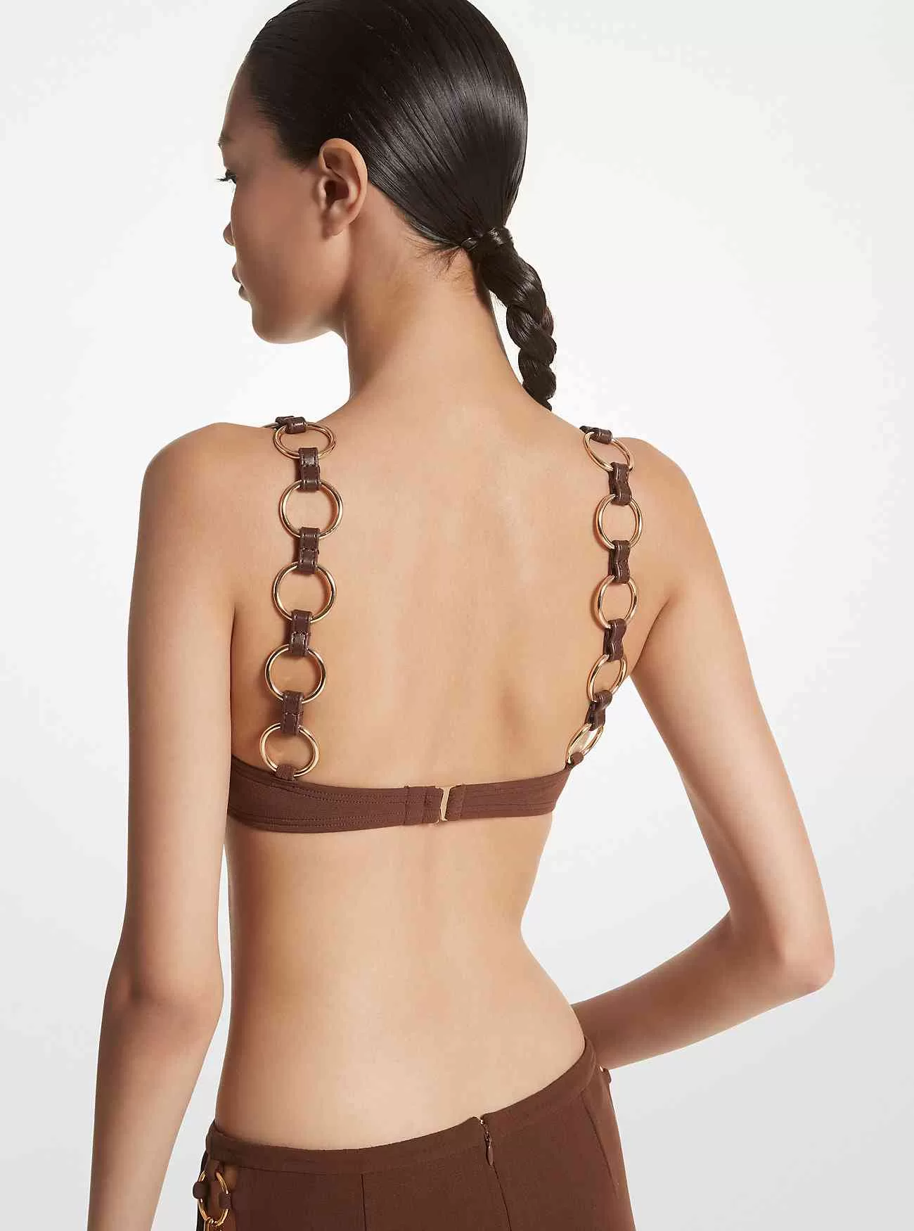 Ringverziertes Bikinioberteil aus Stretch-Nylon