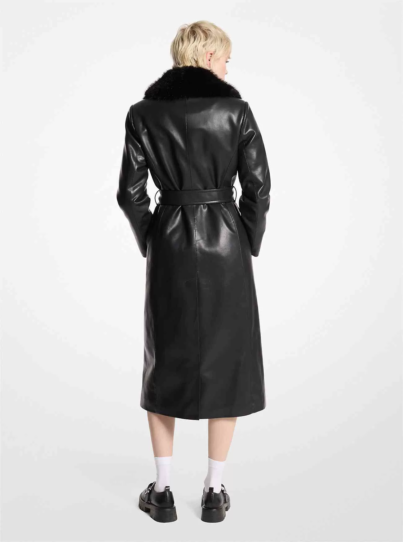 Robe-Mantel mit Kunstpelzbesatz