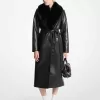 Robe-Mantel mit Kunstpelzbesatz