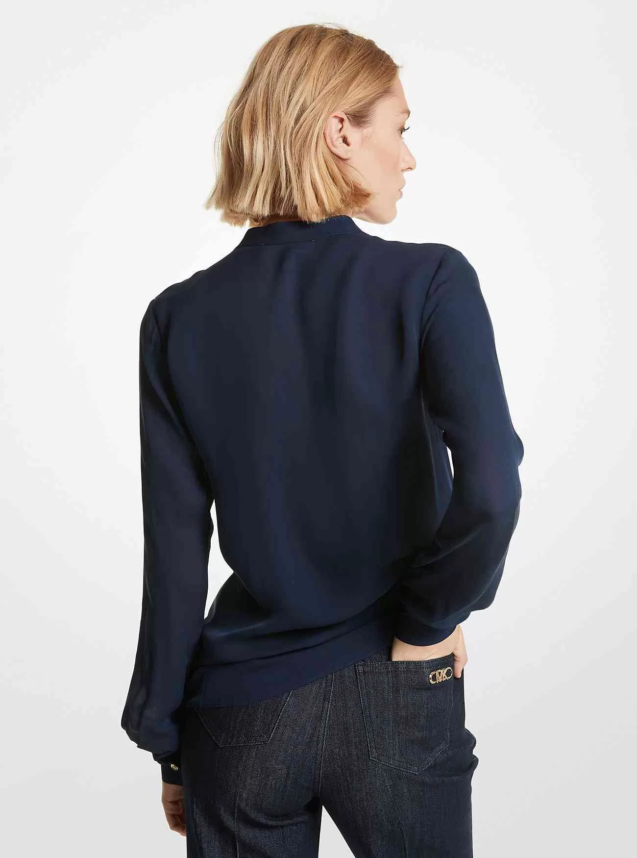 Rüschenbluse aus Georgette-Plissee