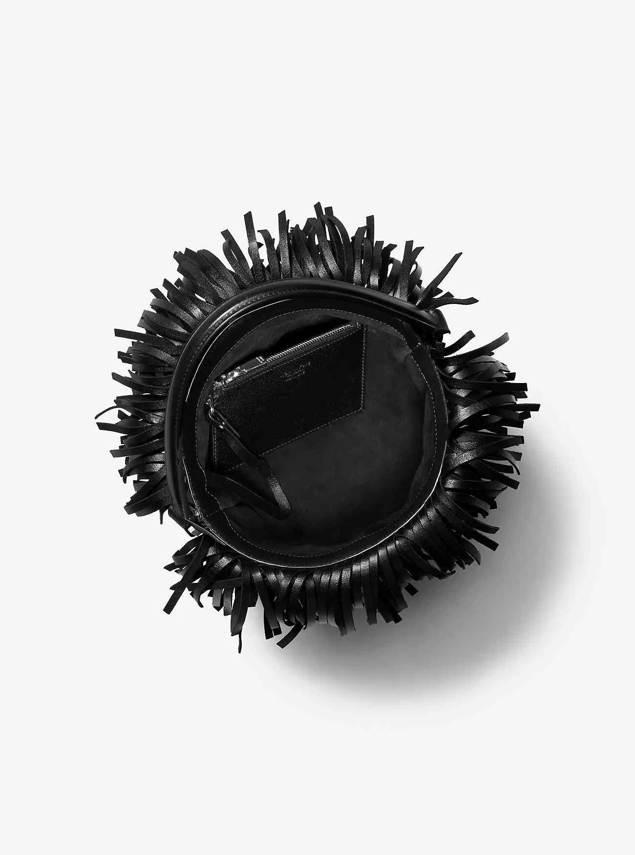 Salerno Beuteltasche aus gewebtem Kalbsleder mit Fransen