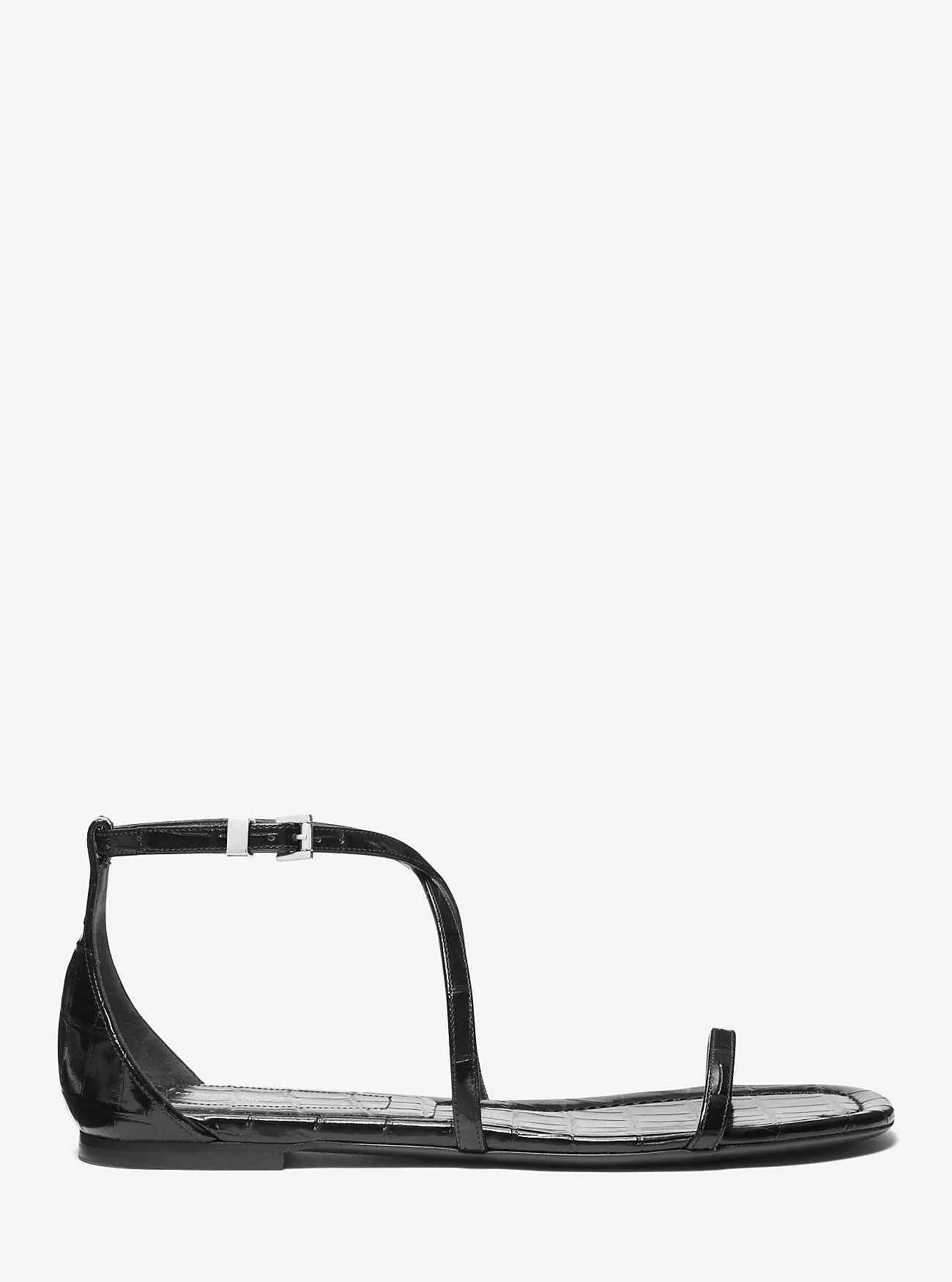 Sandale Polly aus Leder mit Krokodilprägung