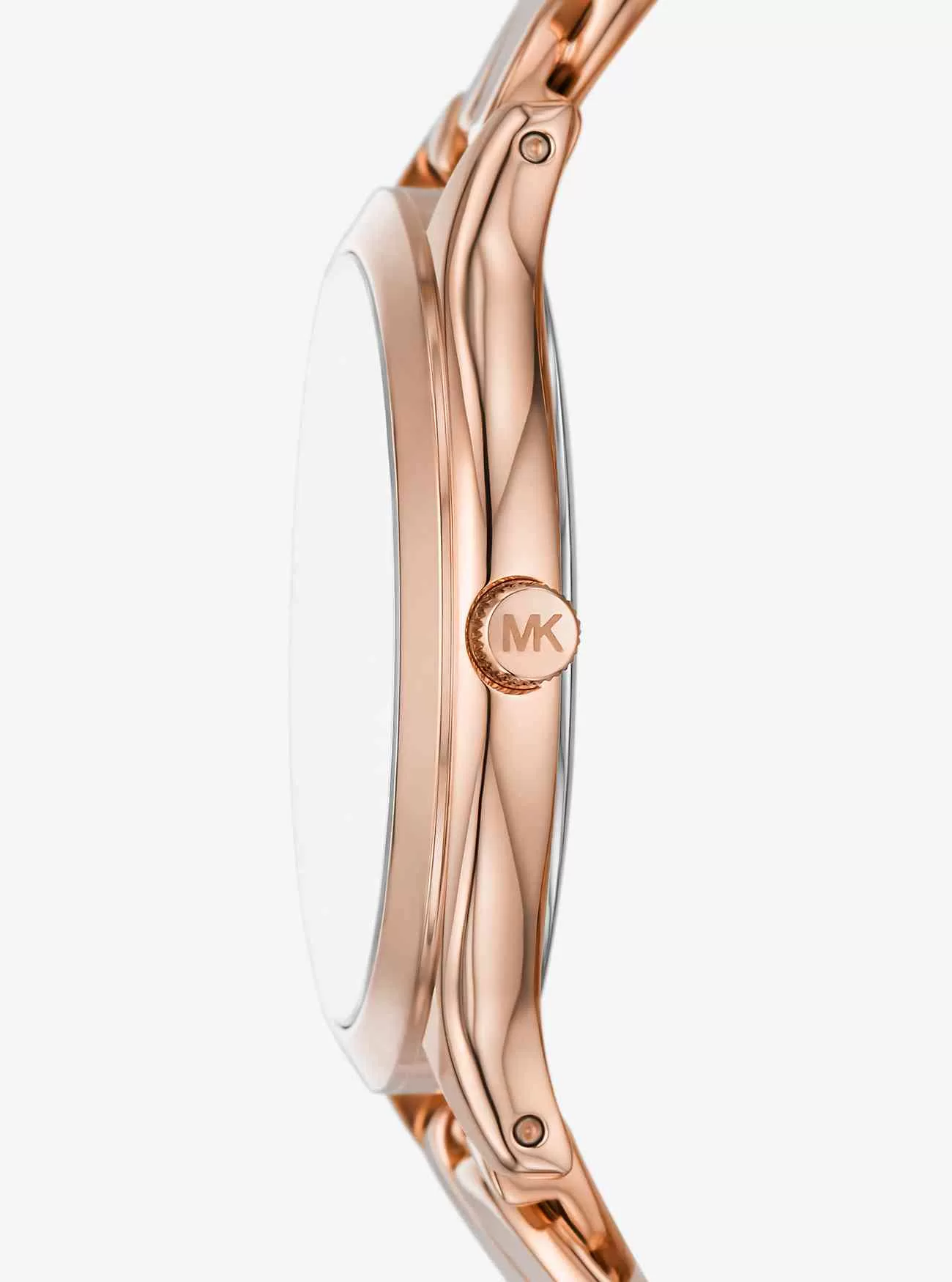 Schlanke, roségoldfarbene Curb-Link-Armbanduhr von Runway