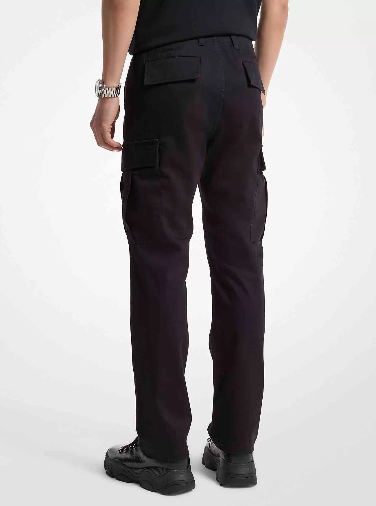 Slim-Fit-Cargohose aus Baumwollmischungssatin