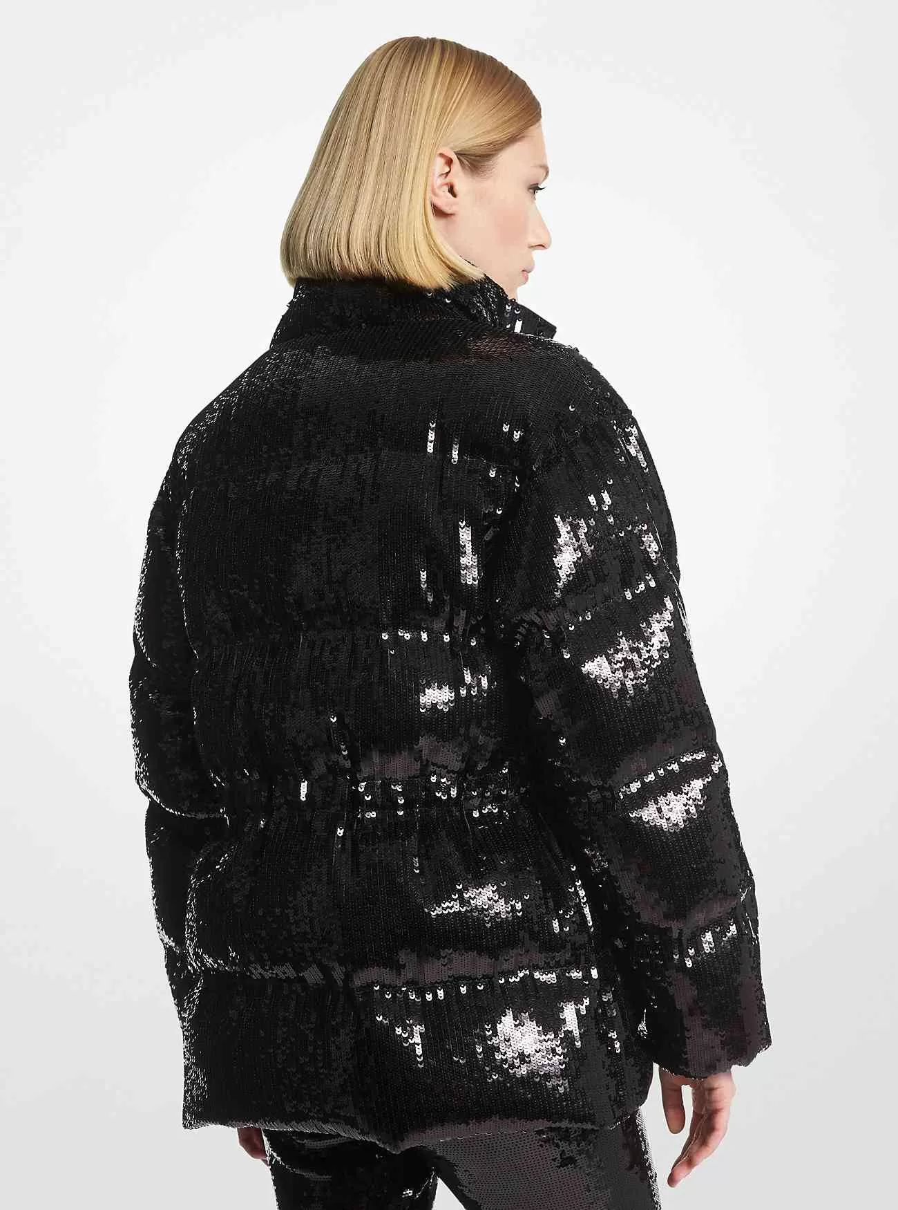 Steppjacke mit Pailletten und Ciré-Steppung