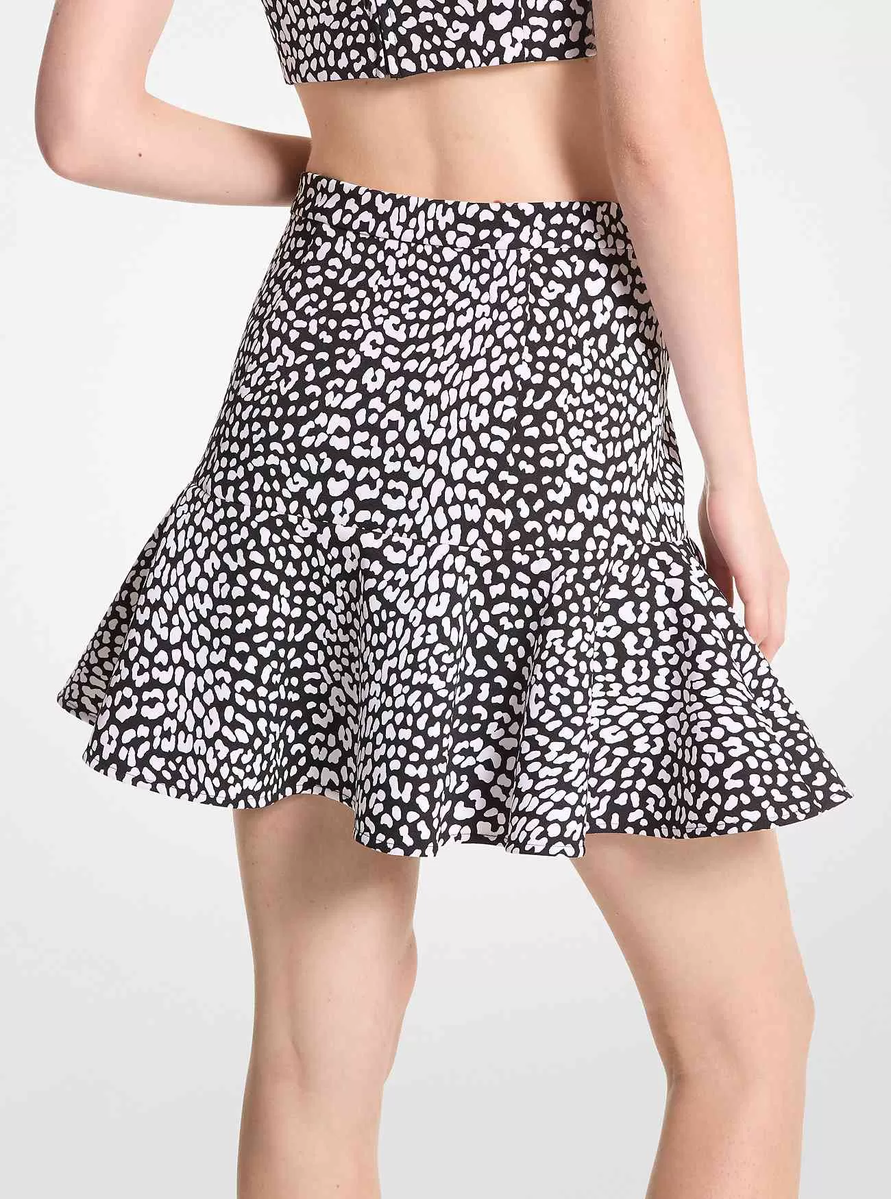 Stretch-Crêpe-Rock mit Leopardenmuster