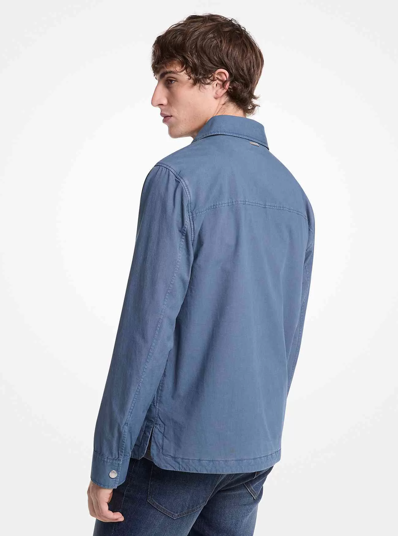 Stückgefärbte Hemdjacke aus Stretch-Baumwollpopeline