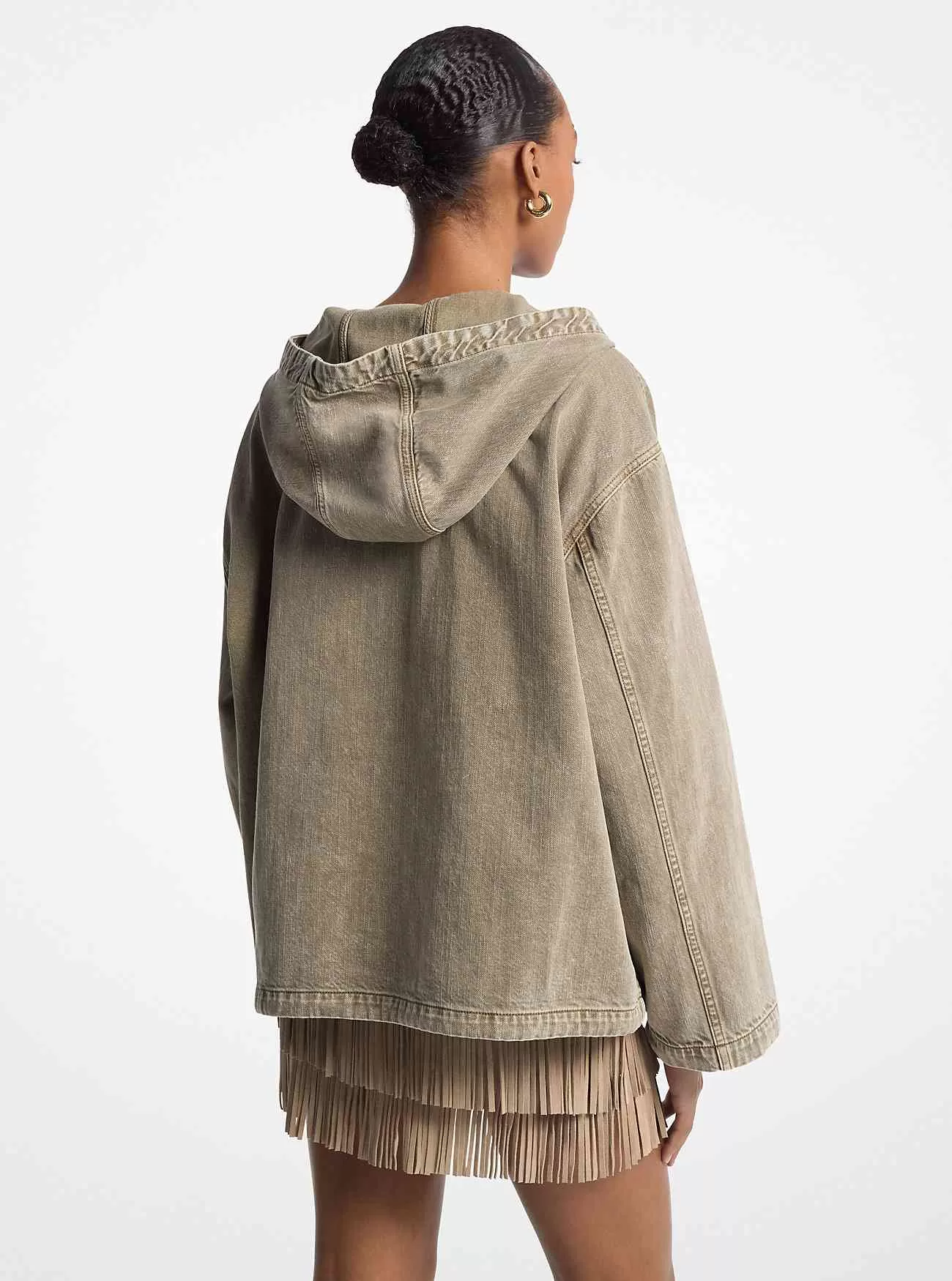 Stückgefärbte Jeans-Popover-Jacke