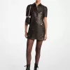 T-Shirt-Kleid aus Metallic-Moiré-Seidenmischung
