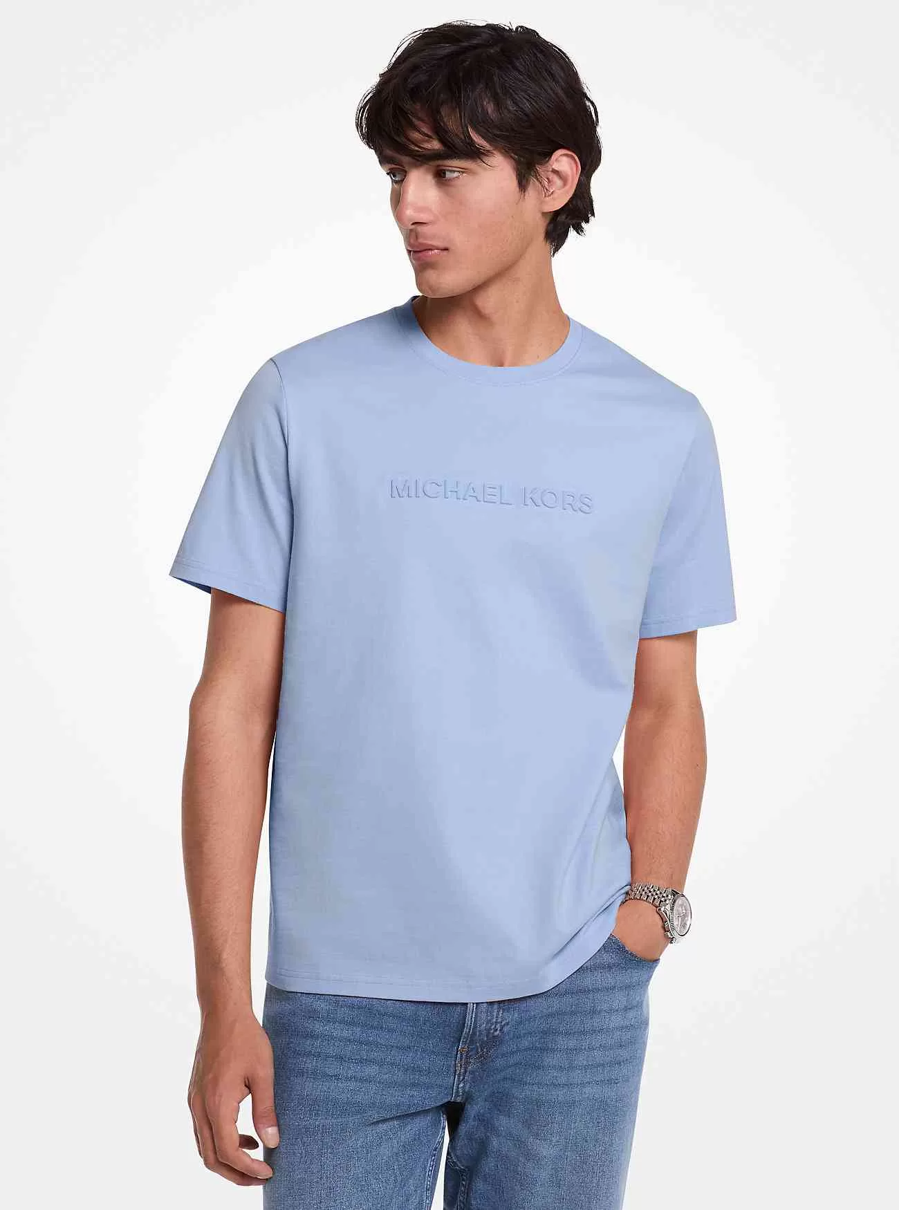 T-Shirt aus Baumwolle mit Logo-Prägung