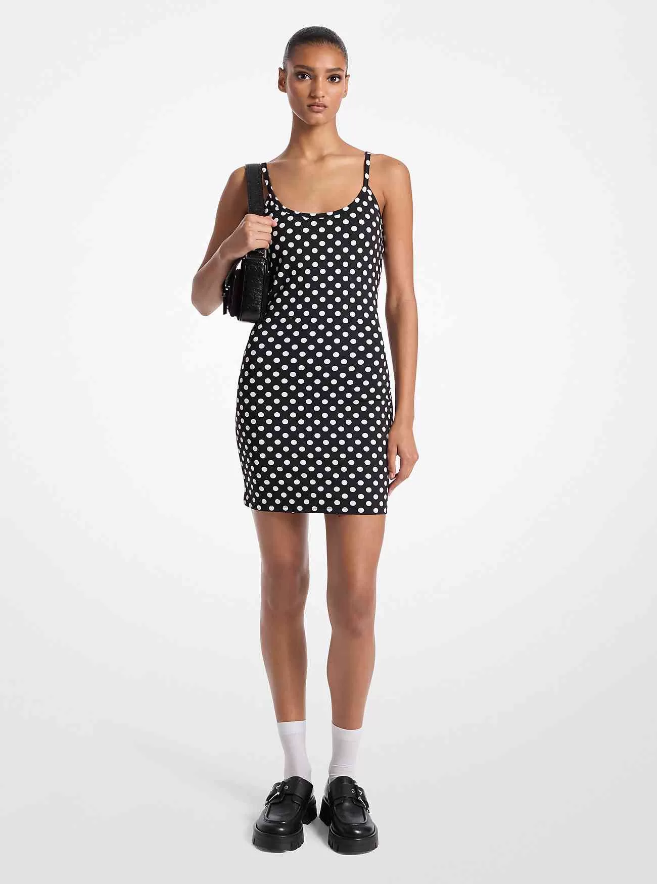 Tanktop-Kleid aus gepunktetem Stretch-Nylon