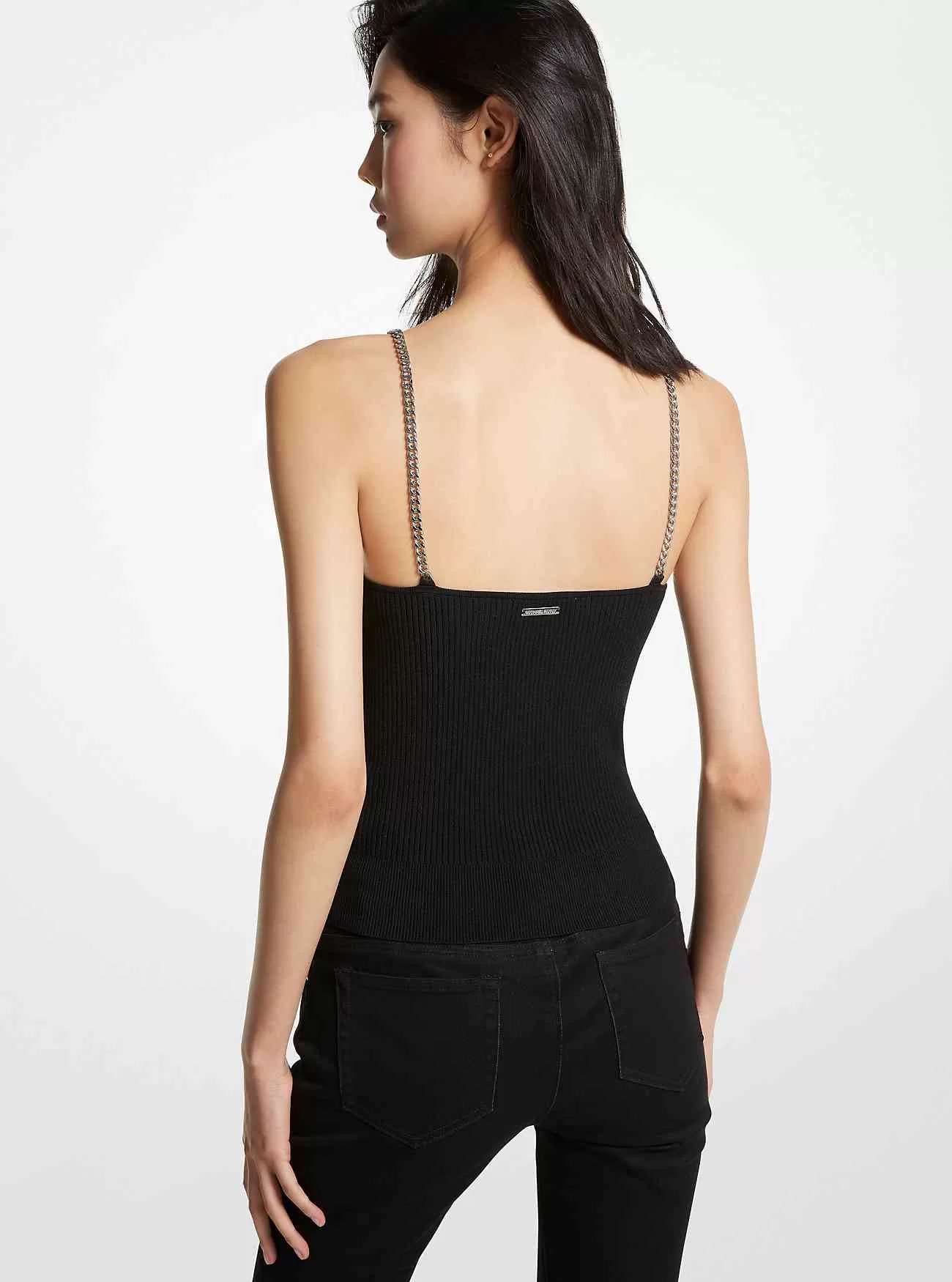 Tanktop aus Stretch-Viskosemischung mit Kettenbesatz