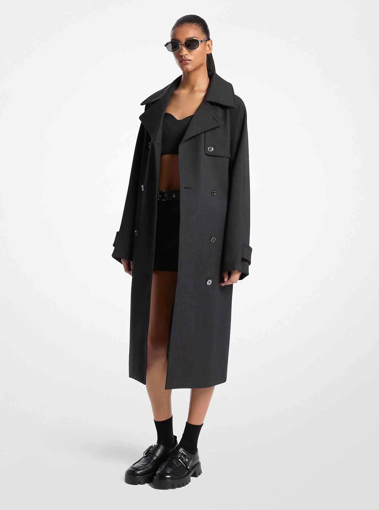 Trenchcoat aus Stretch-Wollmischung